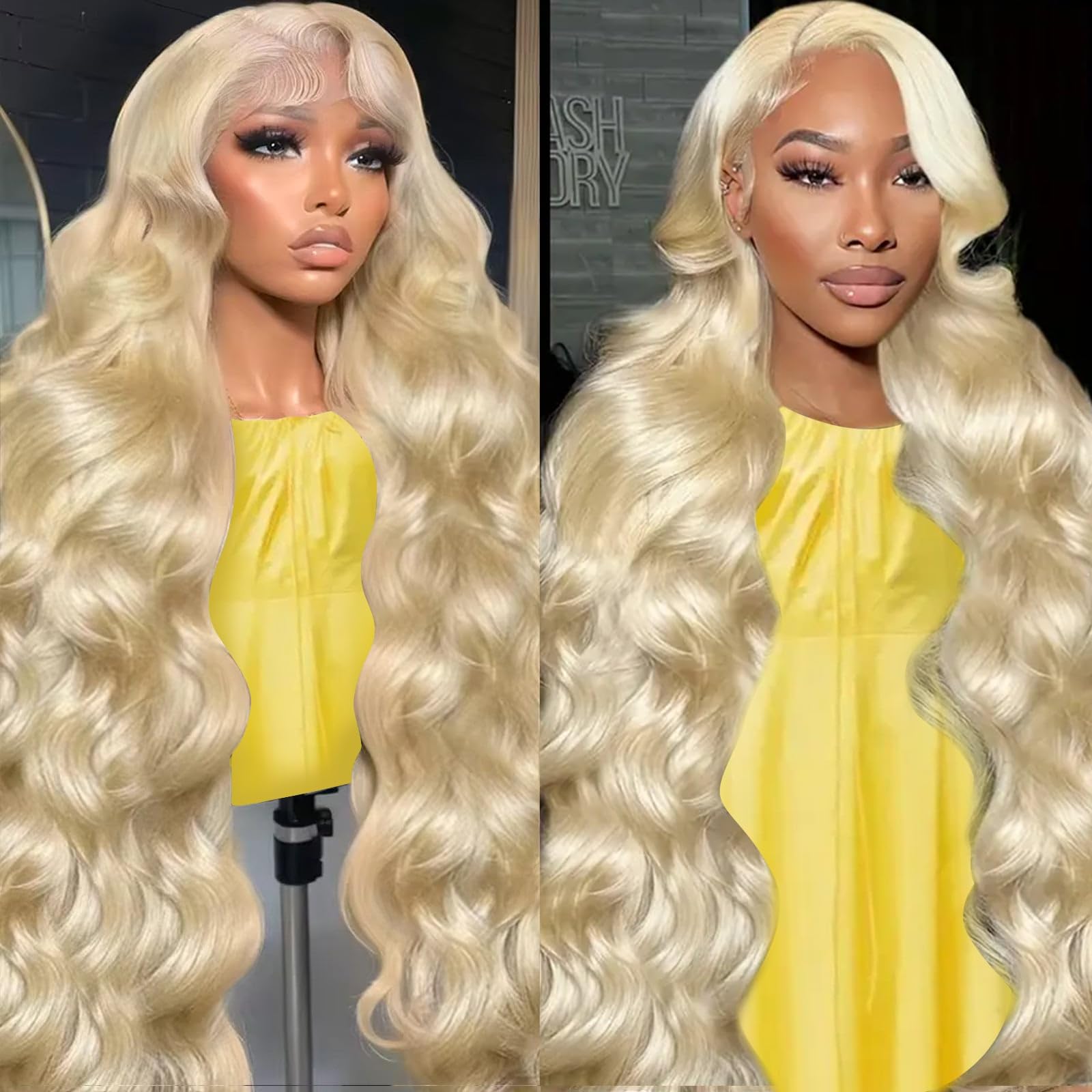 VASILIA 13x6 HD Lace Front Human Hair Wig - 32 Inch Blonde 613 Body Wave Pre-Plucked with Baby Hair | Natural Look for Daily Wear, Cosplay & Special Occasions