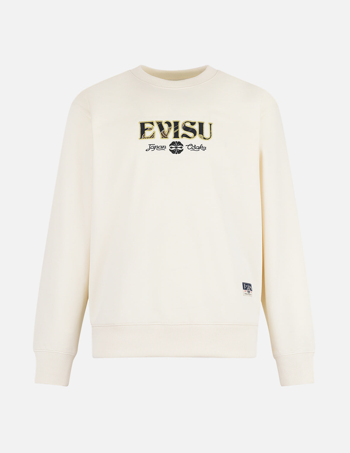 Kamon & Logo Brocade Applique Relax Fit Sweatshirt - Japanese Emblem Design Casual Pullover for Men & Women | Perfect for Streetwear, Loungewear & Cultural Fashion
