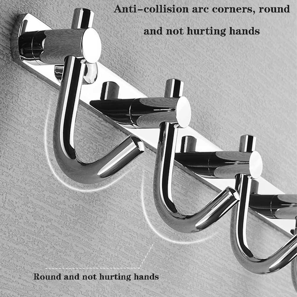 Wall Mounted Coat Rack with 3-6 Hooks - Space Saving Entryway Organizer for Jackets, Hats & Bags - Durable Silver Metal Hooks (40.5cm) - Perfect for Bathroom, Bedroom, Closet & Mudroom Organization