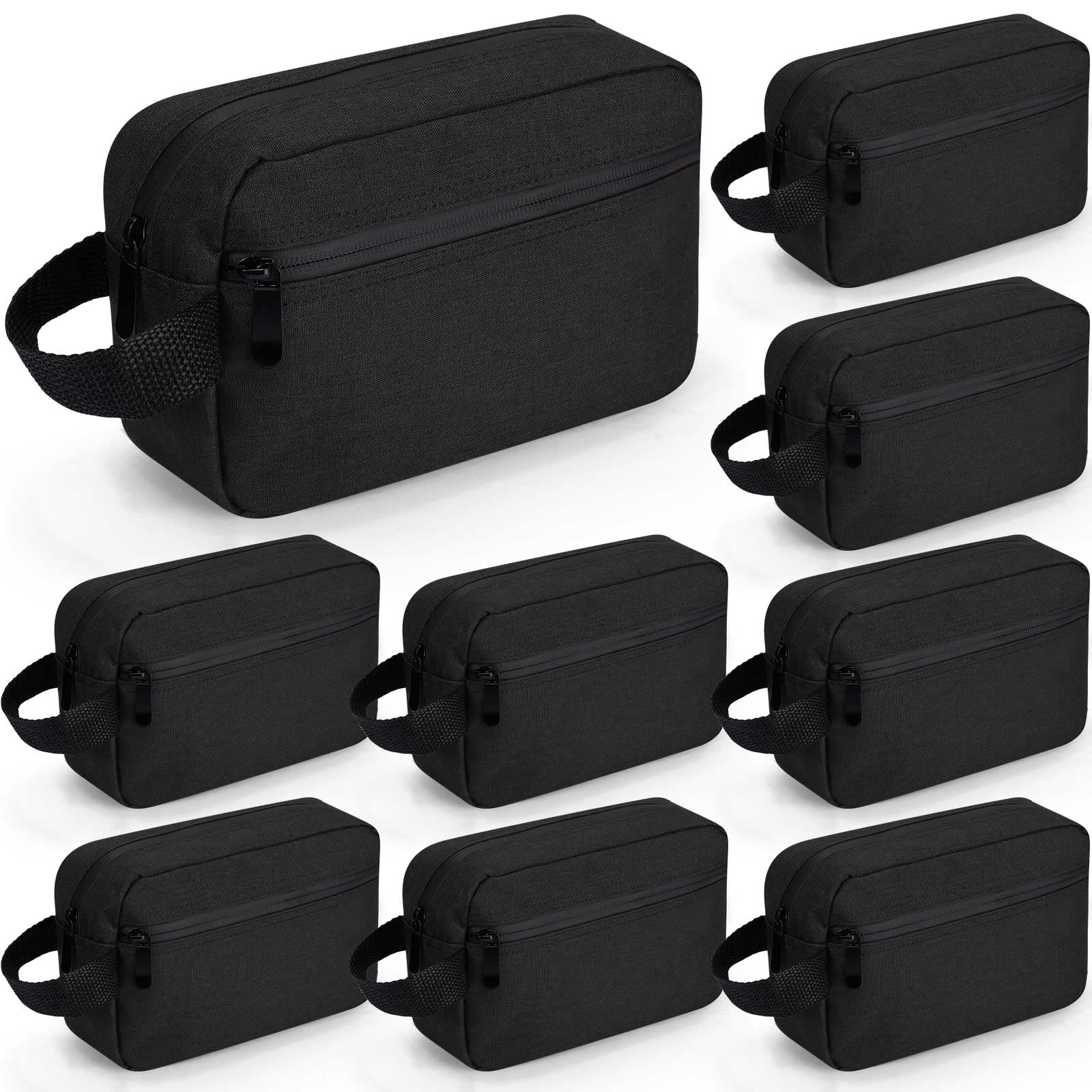 Hillban 9-Piece Waterproof Hanging Toiletry Bag for Men - Foldable Travel Shaving & Cosmetic Organizer - Perfect for Groomsmen Gifts, Camping, Gym & Business Trips (Black)