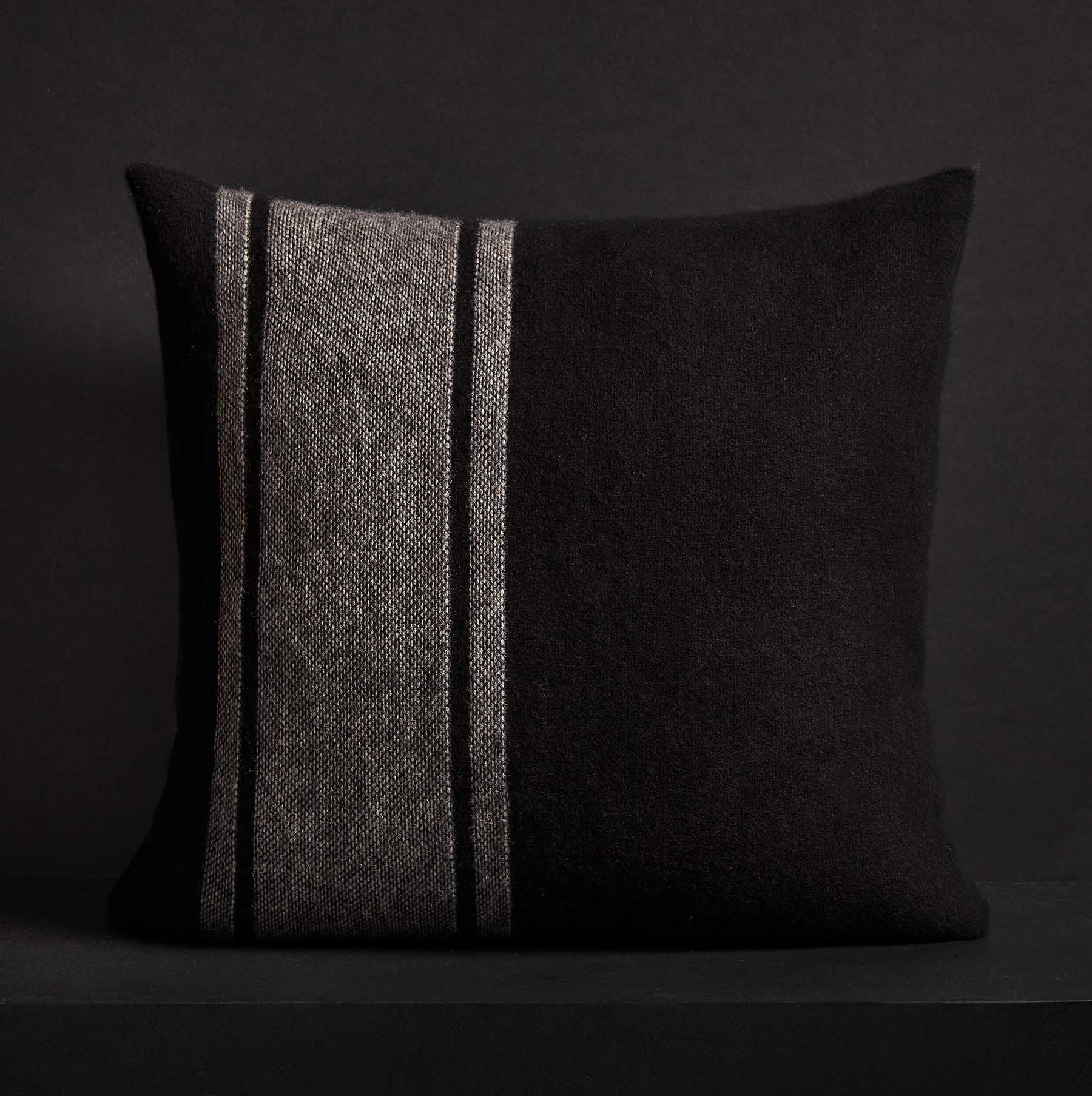 Baja Stripe Sham Pillow Cover - Black & Heather Grey - Soft & Breathable Cotton - Perfect for Bedroom, Living Room, or Dorm Decor