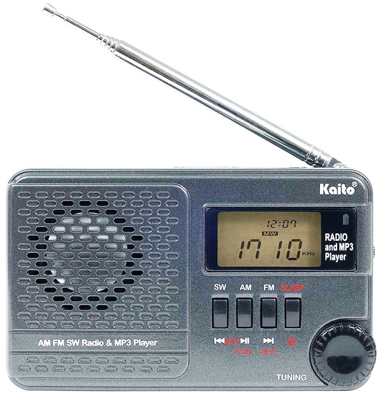 Kaito KA345 Portable Digital DSP AM/FM Shortwave Radio with MP3 Player, Alarm Clock & Sleep Timer - Perfect for Emergency, Travel, and Bedroom Use