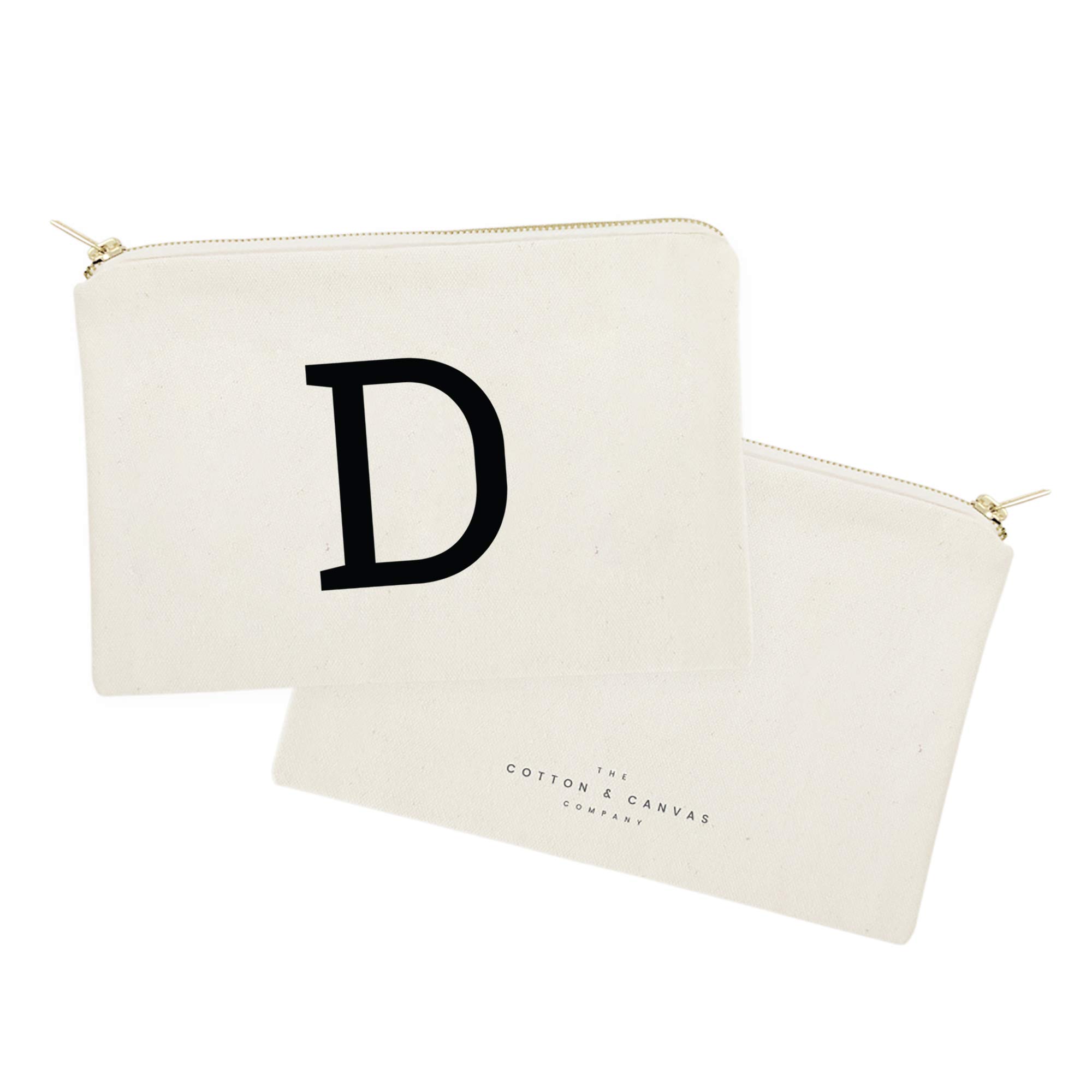 Personalized Monogram Initial D Cosmetic Bag - Cotton & Canvas Travel Makeup Pouch for Women | Perfect for Gym, Vacation & Daily Essentials Organization