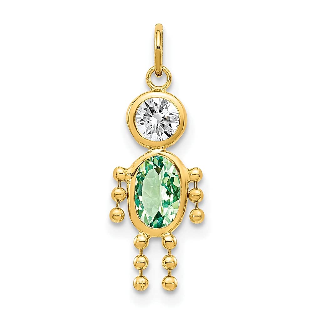 14K Yellow Gold August Birthstone Charm Necklace for Boys - Kids Fine Jewelry Pendant Gift for Women, Her, Mom & Grandma | Birthday, Anniversary, Mother's Day & Special Occasion Gift