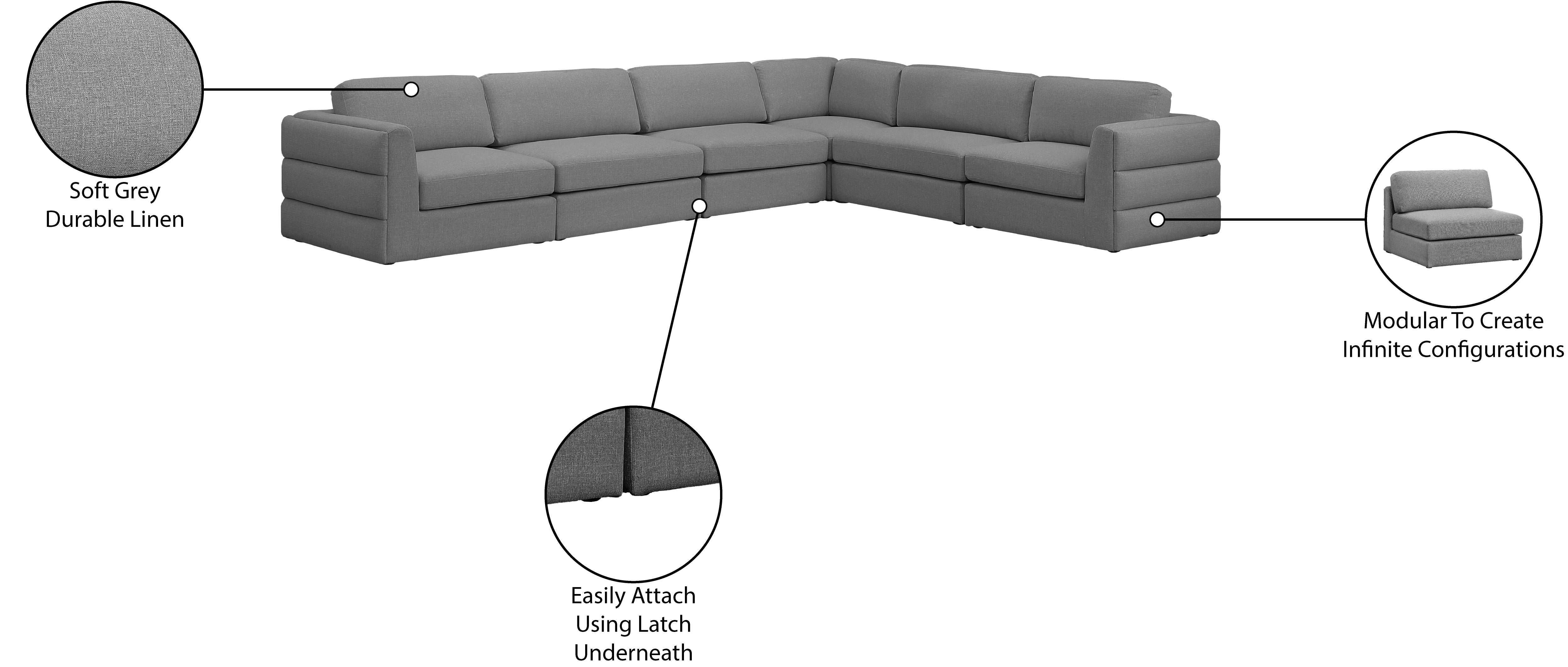 Beckham Durable Linen Textured Fabric Modular Sectional Sofa - Modern L-Shaped Couch for Living Room, Family Room & Home Theater Comfort