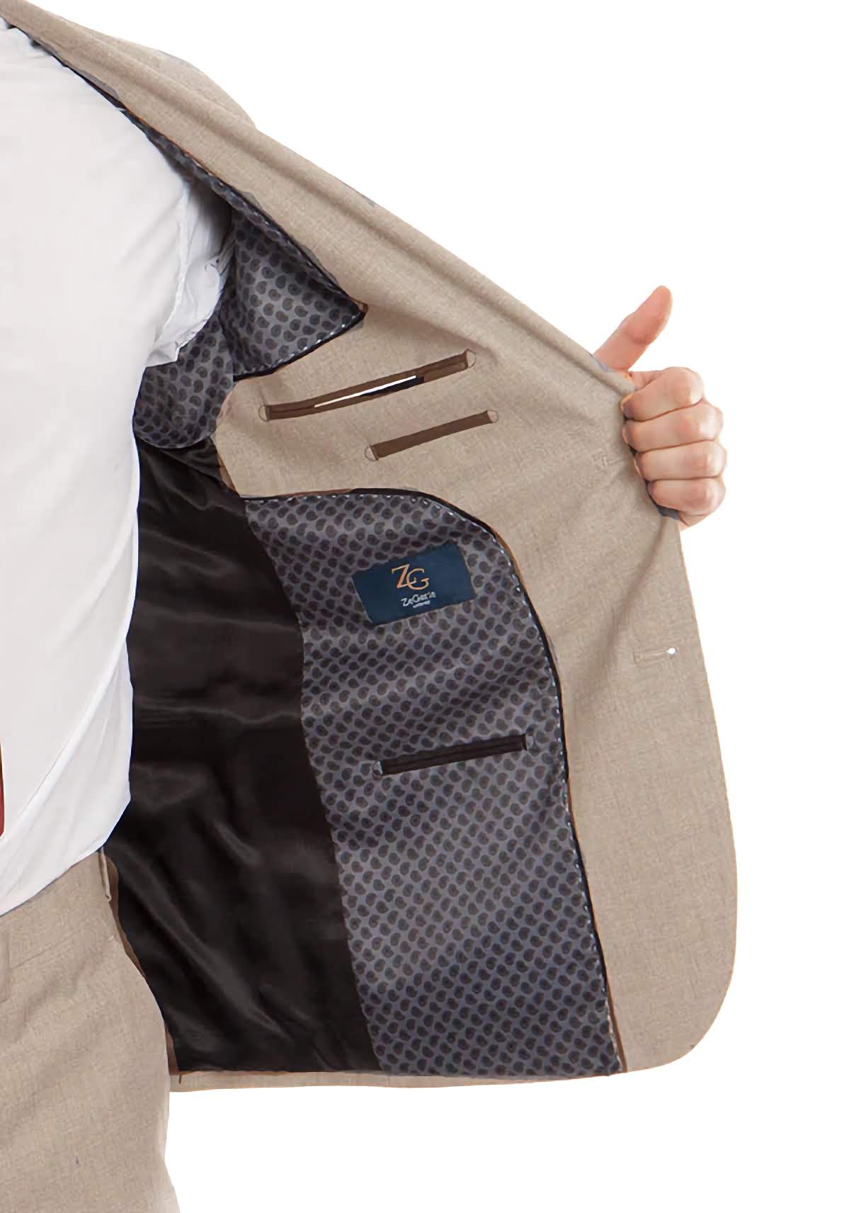 Premium Italian Wool Suit for Men - Modern Fit 2-Piece Tan Business Attire - Perfect for Weddings, Office & Formal Events