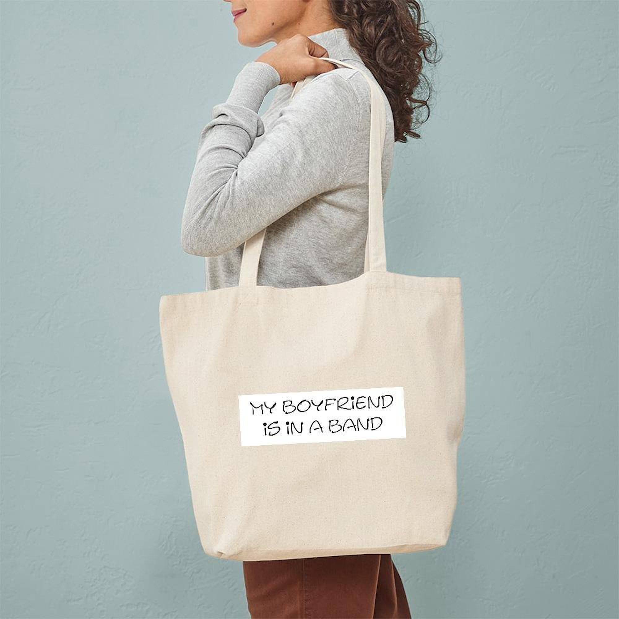 My Boyfriend Is In A Band Tote Bag - Natural Canvas Reusable Shopping Bag for Groceries, Beach & Music Festivals | Eco-Friendly & Durable