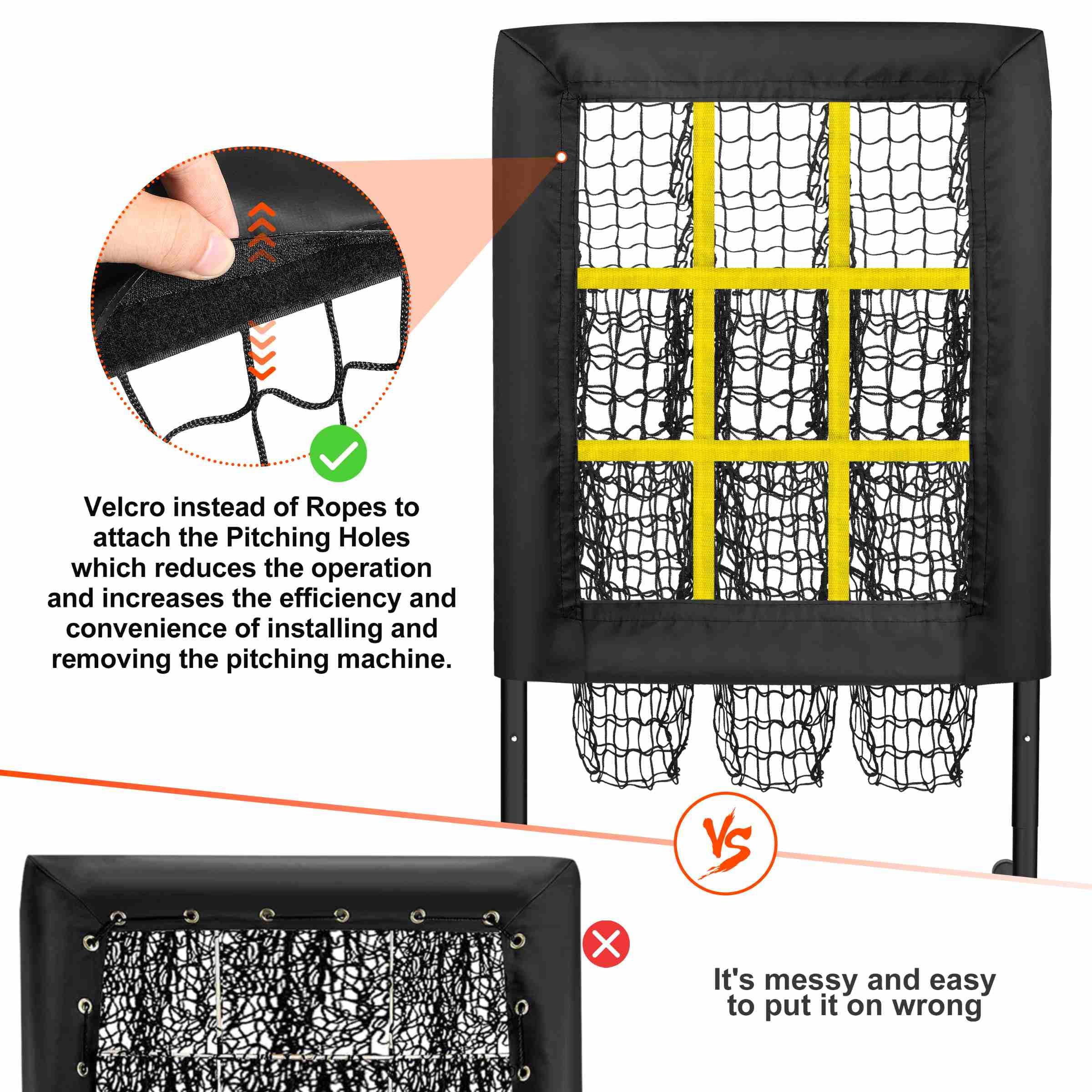 9 Hole Pitching Net with Strike Zone - Baseball & Softball Training Aid | Portable Pitcher's Target with Practice Balls | Perfect for Backyard, Field & Indoor Practice