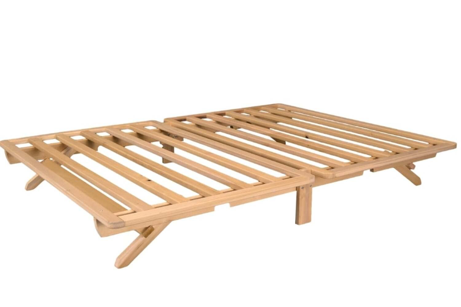 KD Frames Fold Platform Bed - Twin XL Unfinished Solid Wood Bed Frame - Natural Minimalist Foldable Mattress Support - No Box Spring Needed - Easy Assembly - Perfect for Small Spaces, Dorm Rooms & Guest Bedrooms
