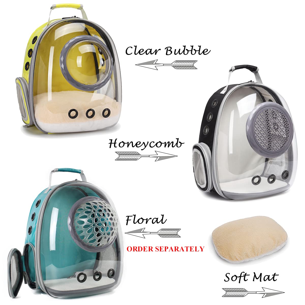 Bubble Cat Backpack Carrier for Small Pets - Airline Approved Waterproof Pet Carrier for Cats, Kittens, Puppies & Bunnies | Space Capsule Design with Clear Window | Perfect for Travel, Hiking & Outdoor Adventures