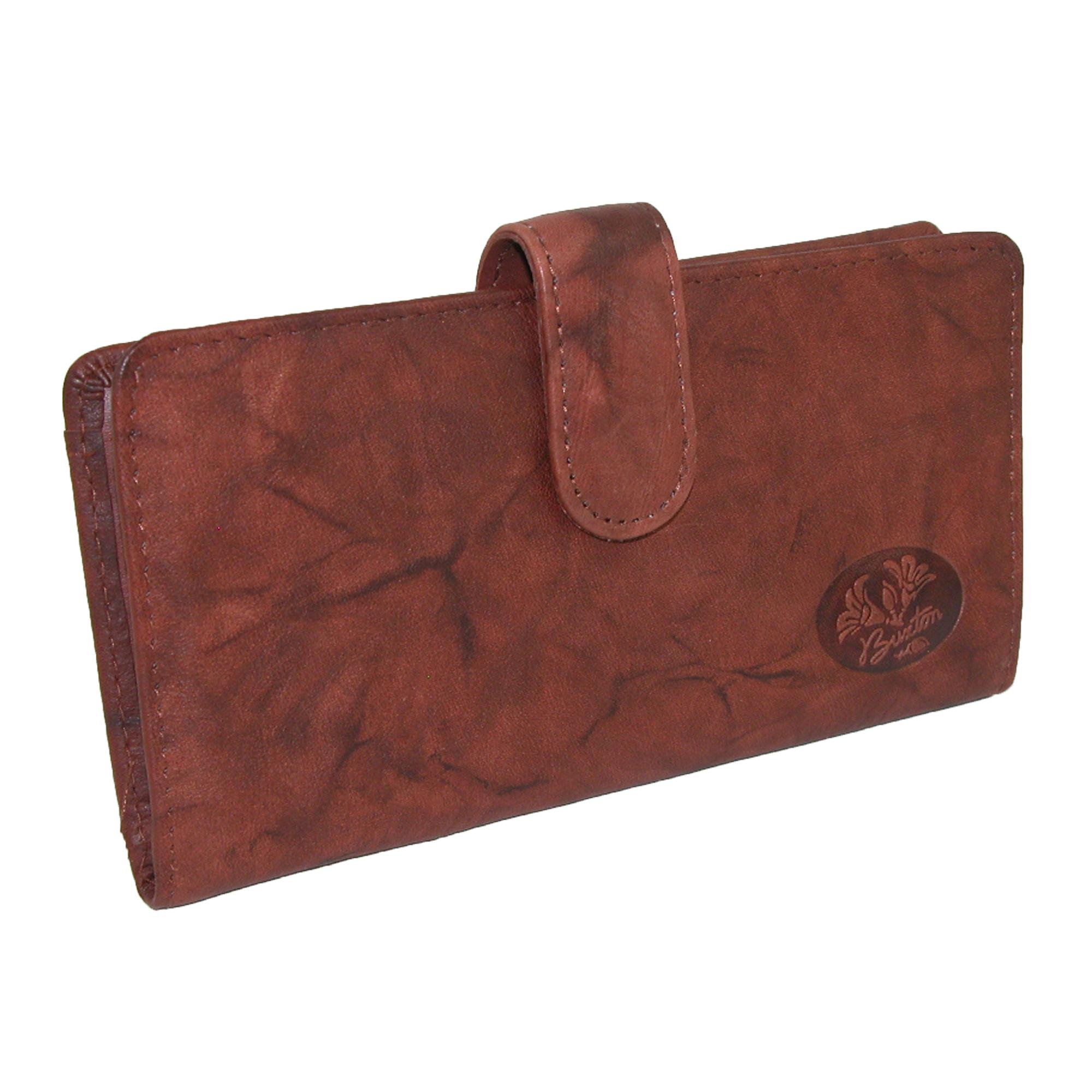 Buxton Heiress Pik Me Up Slim Wallet - Mahogany Leather Checkbook & Credit Card Holder for Women | Perfect for Everyday Use, Travel & Business Meetings
