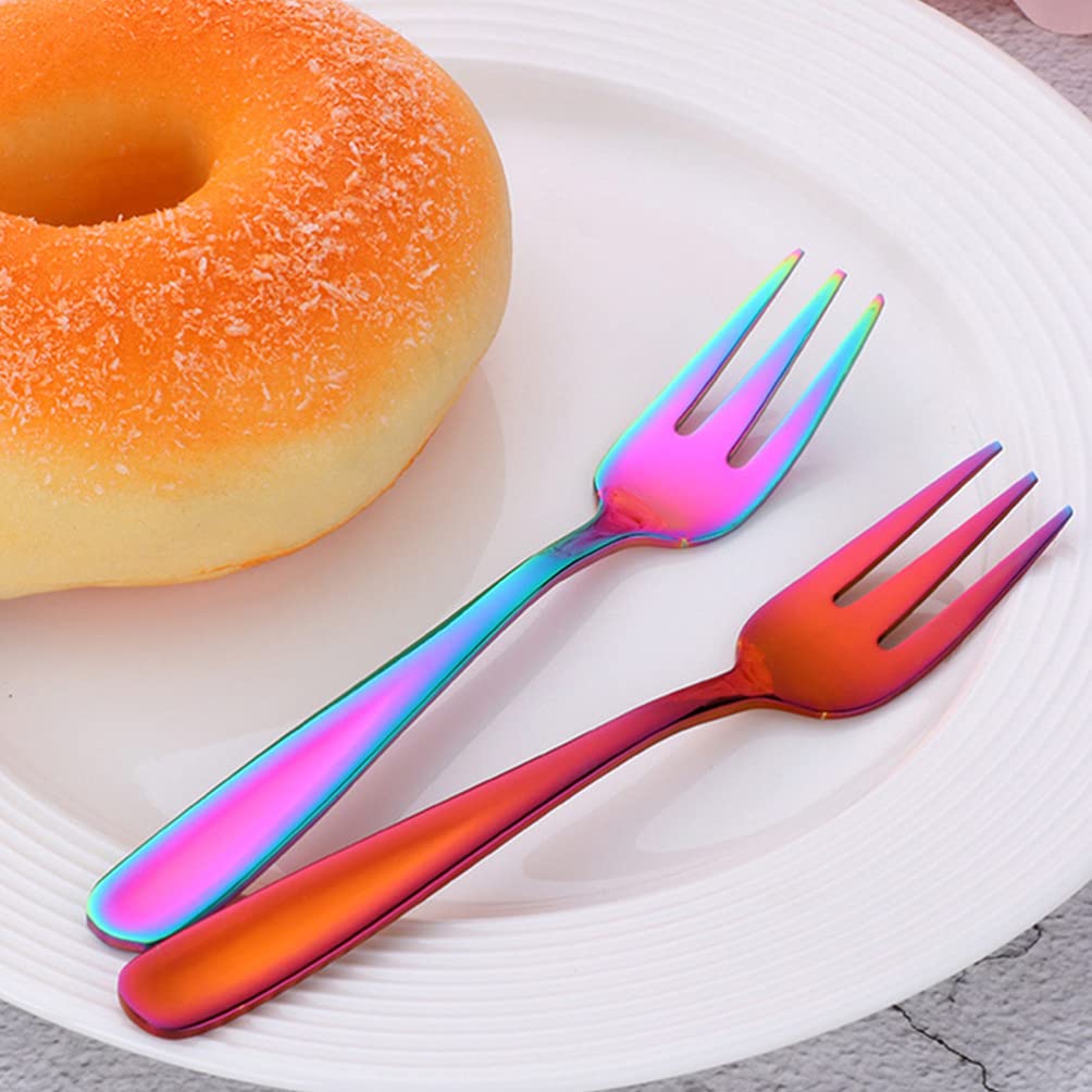 8-Piece Stainless Steel Fruit Forks Set - Metal Kitchen Forks, Salad Dessert Forks, Mini Cake Forks - Durable Flatware for Parties, Picnics, BBQs & Home Dining