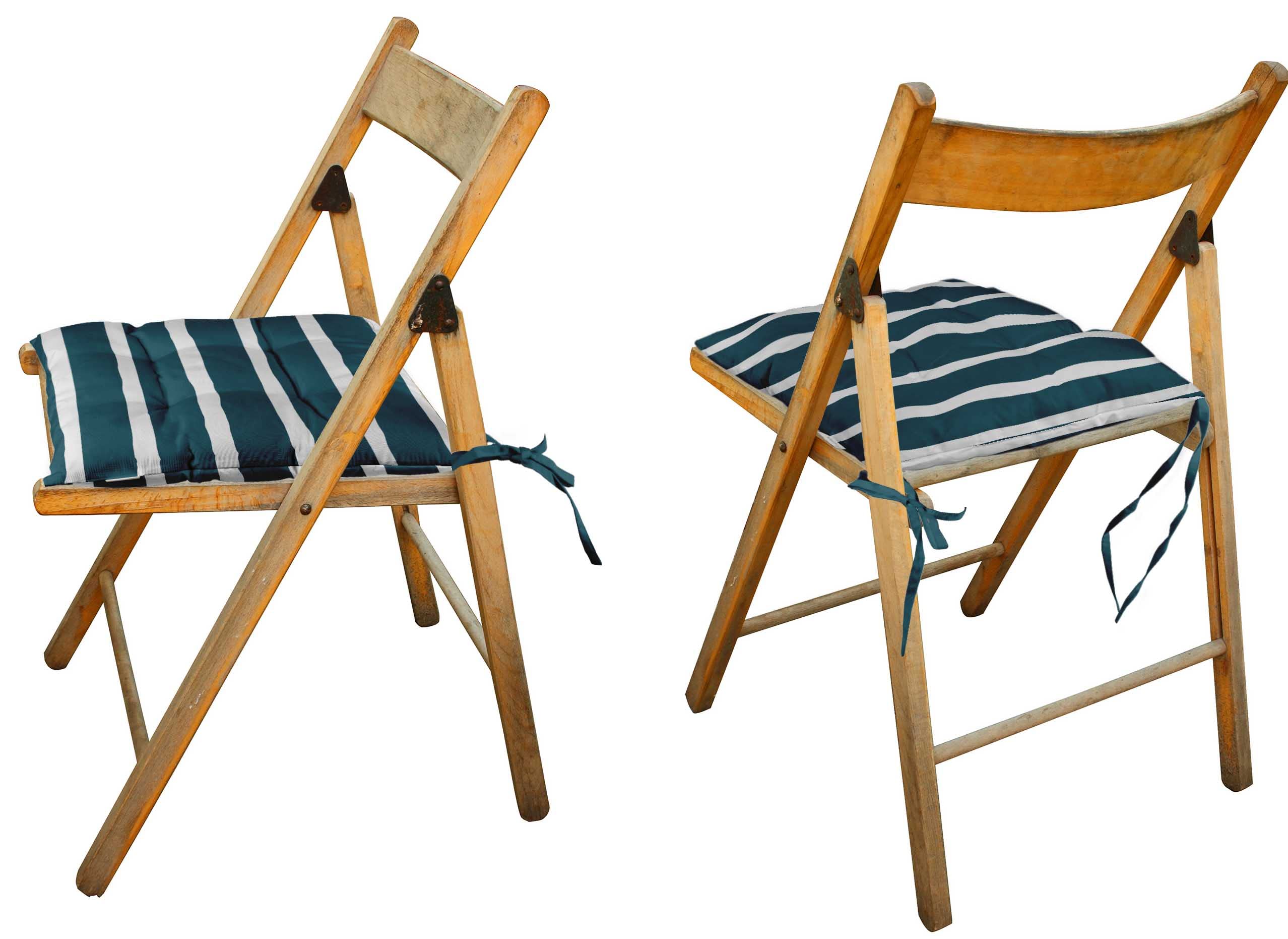 Water-Resistant Indoor/Outdoor Tufted Square Patio Cushion Set of 2 - 19-inch Green Striped Printed Seat Cushions for Garden, Poolside & Deck Furniture | Durable Outdoor Decor