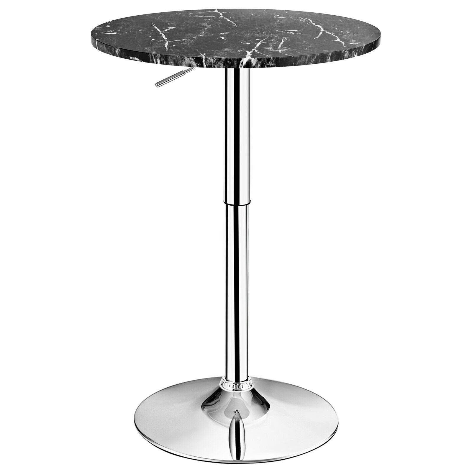 EnginDS 36 Inch Round Swivel Adjustable Pub Table with Faux Marble Top - Black Counter Height Bar Table for Patio, Coffee Bar & Outdoor Entertaining - Perfect for Backyard Gatherings, Poolside Drinks & Kitchen Breakfast Nook