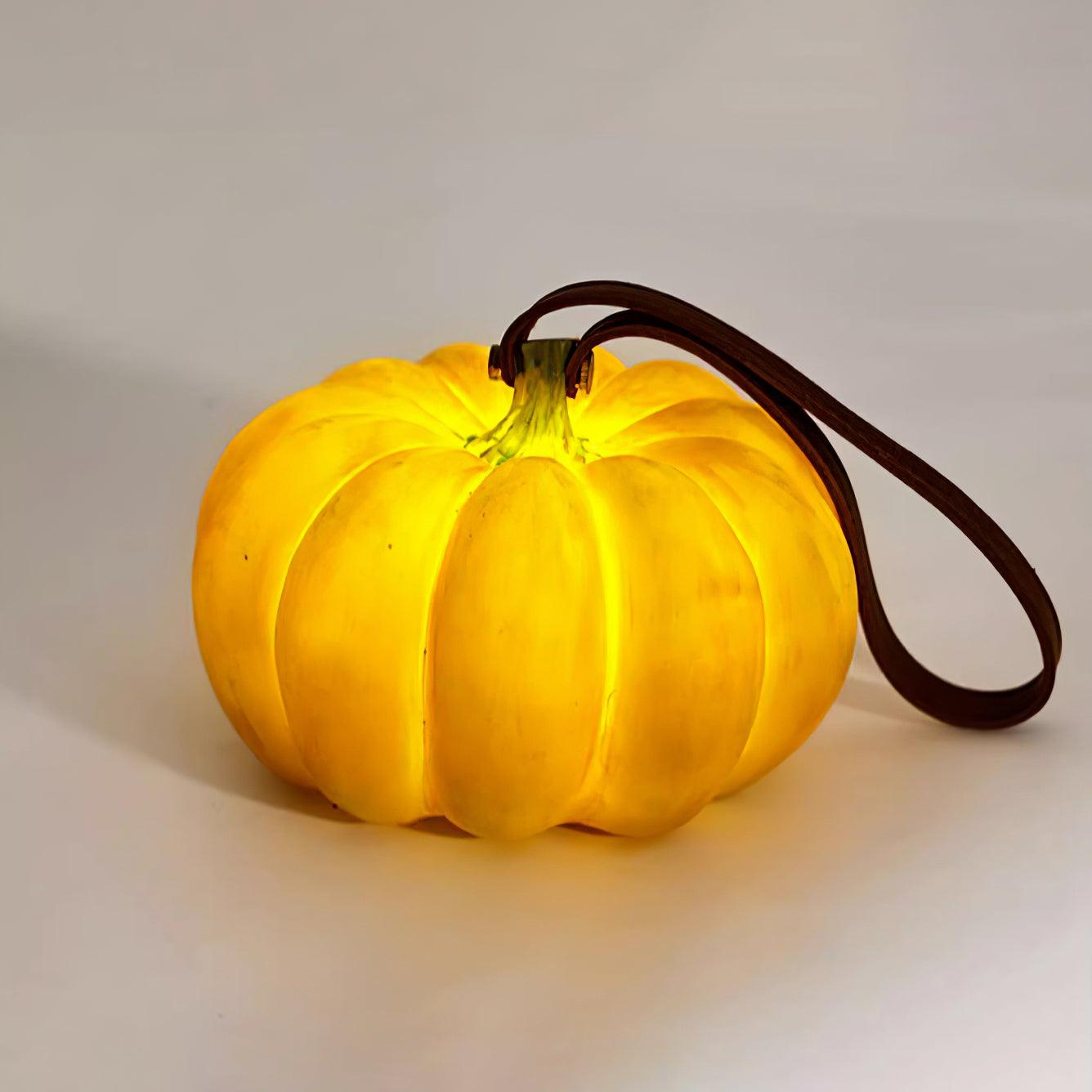 Portable Pumpkin Table Lamp - USB Rechargeable Night Light for Bedroom, Nursery, Halloween Decor - Warm White LED Light for Home, Office, Camping & Parties