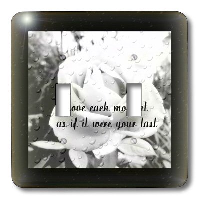3D Rose Light Switch Cover - Black and White Rose Photo with Inspirational Quote | Decorative Wall Plate for Bedroom, Living Room, Office