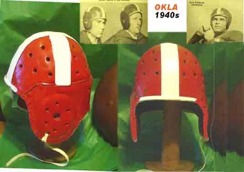 Vintage Oklahoma University OU Leather Football Helmet - Authentic 1940s College Football Collectible for Sports Memorabilia & Home Decor