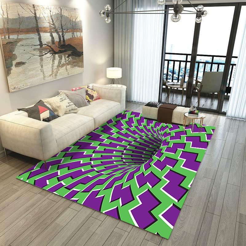 Abstract Vortex Optical Illusion Rug - Colorful Non-Slip Area Carpet for Living Room, Bedroom, Dorm - Indoor/Outdoor Home Decor (63x47 inches) - Perfect for Game Rooms, Meditation Spaces & Instagrammable Interiors