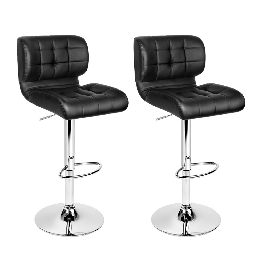 Adjustable Height Bar Stools with Gas Lift Mechanism - Black Leather Padded Counter Stools for Kitchen Island, Breakfast Bar & Home Decor