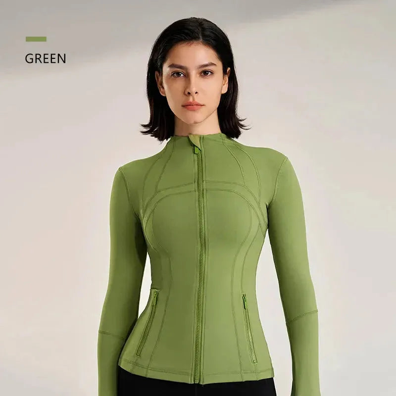 2024 Women's Slim Fit Collar Jacket - Quick Dry Breathable Long Sleeve Sports Jacket for Yoga, Running & Gym Workouts - Perfect for Fitness Training & Outdoor Activities