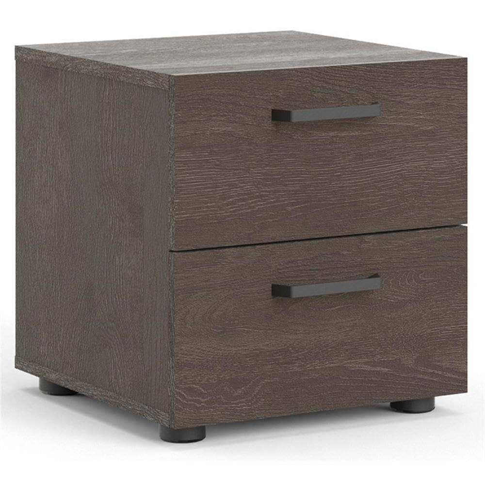 Pemberly Row Modern Wood 2-Drawer Nightstand in Dark Chocolate - Stylish Bedside Table for Bedroom, Living Room & Guest Room