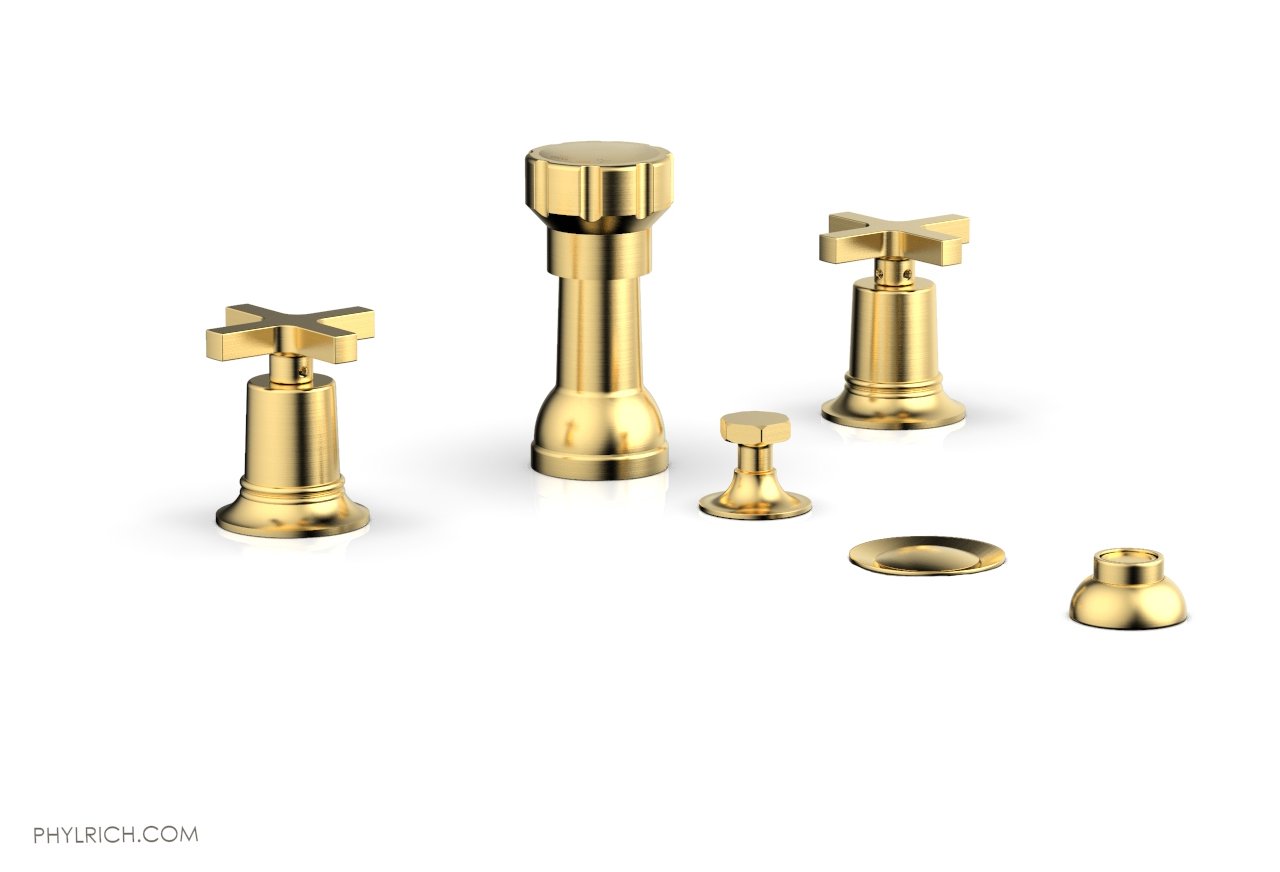 HEX MODERN 4-Hole Bidet Faucet Set with Cross Handles - Model 501 60 - Perfect for Bathroom Renovation & Modern Toilet Upgrades