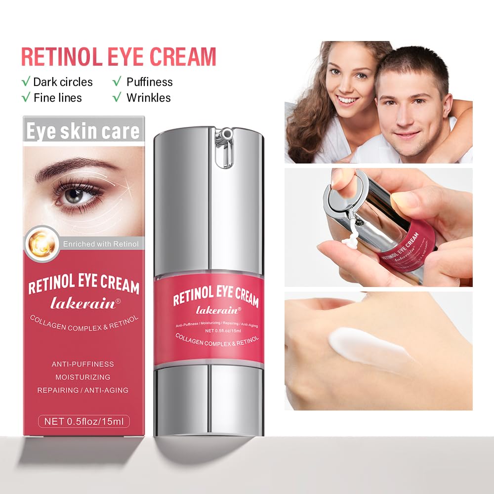Best Retinol Eye Cream for Dark Circles & Puffiness - Anti Aging Eye Treatment with Collagen & Hyaluronic Acid - Reduces Fine Lines, Firms & Lifts Eye Area - Deep Hydration - Perfect for Nighttime Skincare Routine & Daily Under Eye Care
