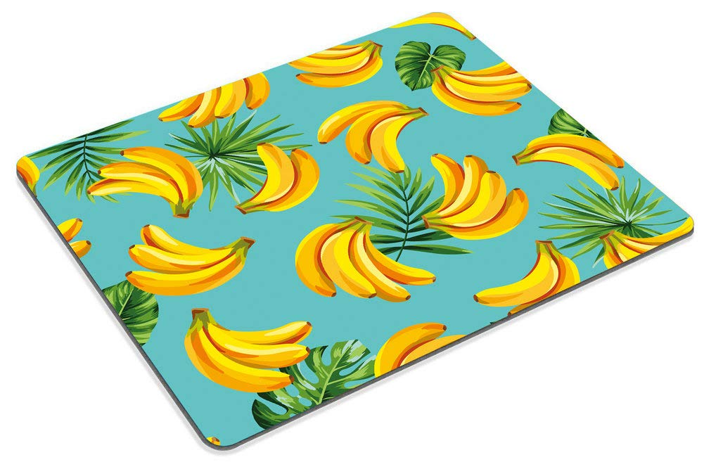 Non-Slip Rubber Gaming Mouse Pad with Tropical Palm Leaves & Bananas Design - Rectangle Computer Mouse Mat for PC, Laptop, Office & Home Use - Perfect for Work, Gaming & Decor