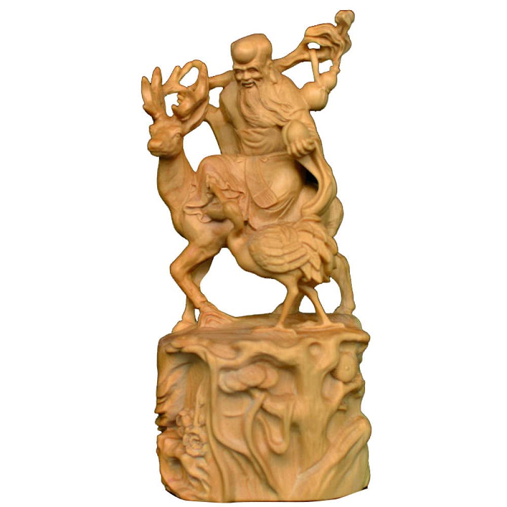 Hand-Carved Boxwood Outdoor Statues - Deer & Crane Wood Carving Home Decor, Birthday Gift, Spring Festival Decoration | Perfect for Garden Ornaments, Housewarming Gifts & Asian-Inspired Home Furnishings