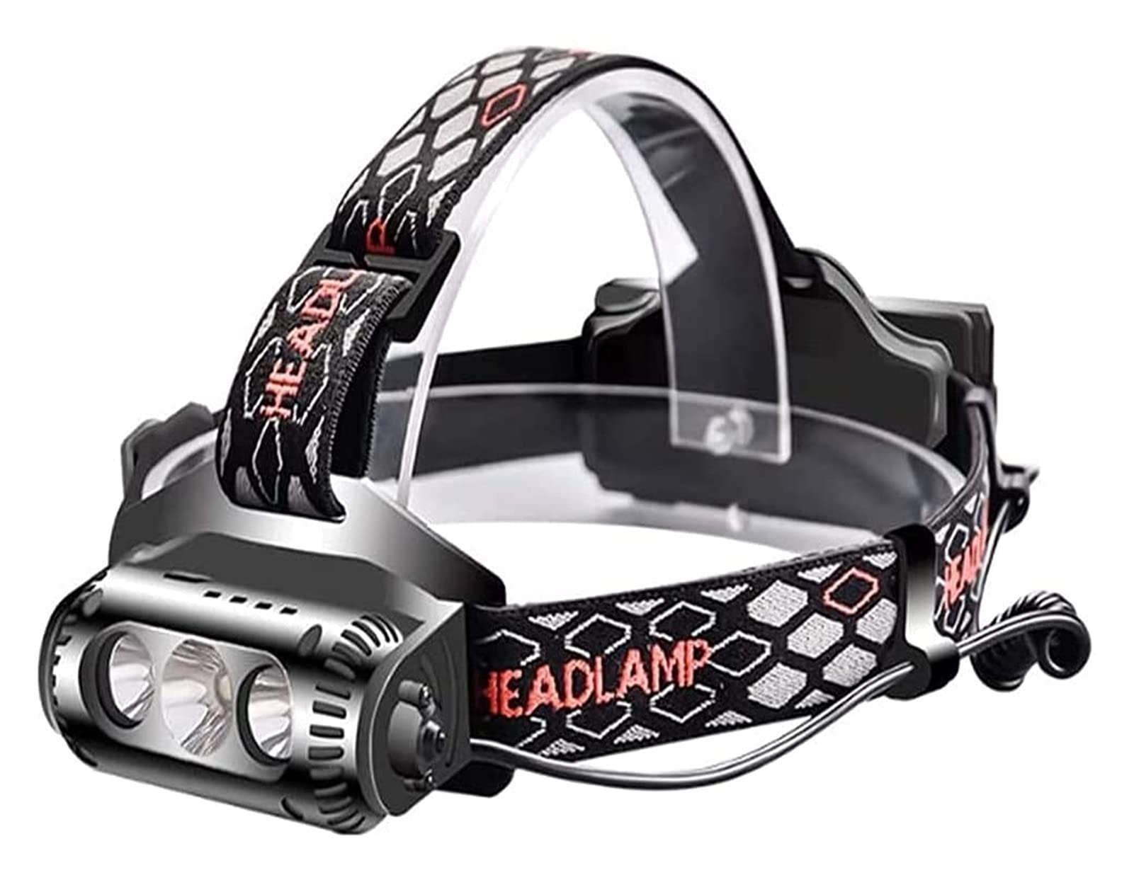 TONPOP USB Rechargeable Headlamp with Red Warning Light - 5 Lighting Modes for Camping, Fishing, Cycling & Outdoor Activities | Waterproof LED Headlight for Night Running, Hiking, and Emergency Use