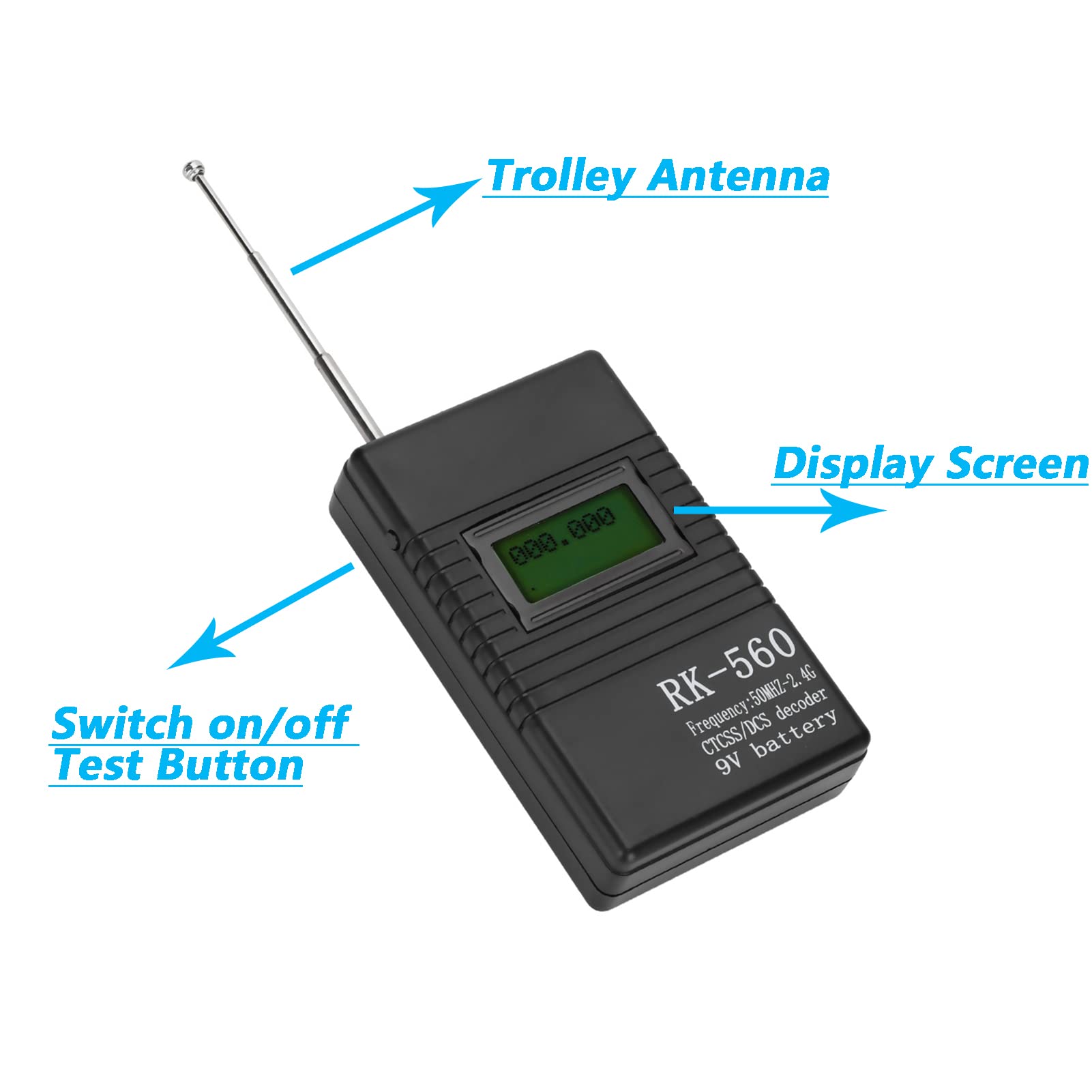 Richer-R RK560 Portable Frequency Counter Meter 50MHz-2.4GHz - Handheld Radio Frequency Tester for Two-Way Radios, Baofeng Walkie Talkies - Ideal for Ham Radio, CB Radio, and Wireless Communication Testing