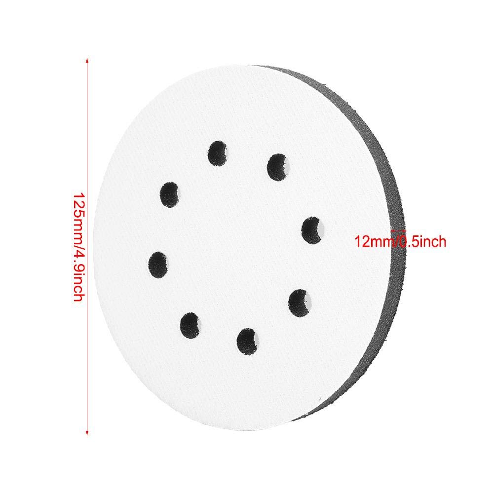 125mm 8-Hole Soft Sponge Buffer Pad - Hook & Loop Sanding Interface Cushion Pad for Orbital Sanders - Perfect for Woodworking, Auto Detailing & Surface Polishing