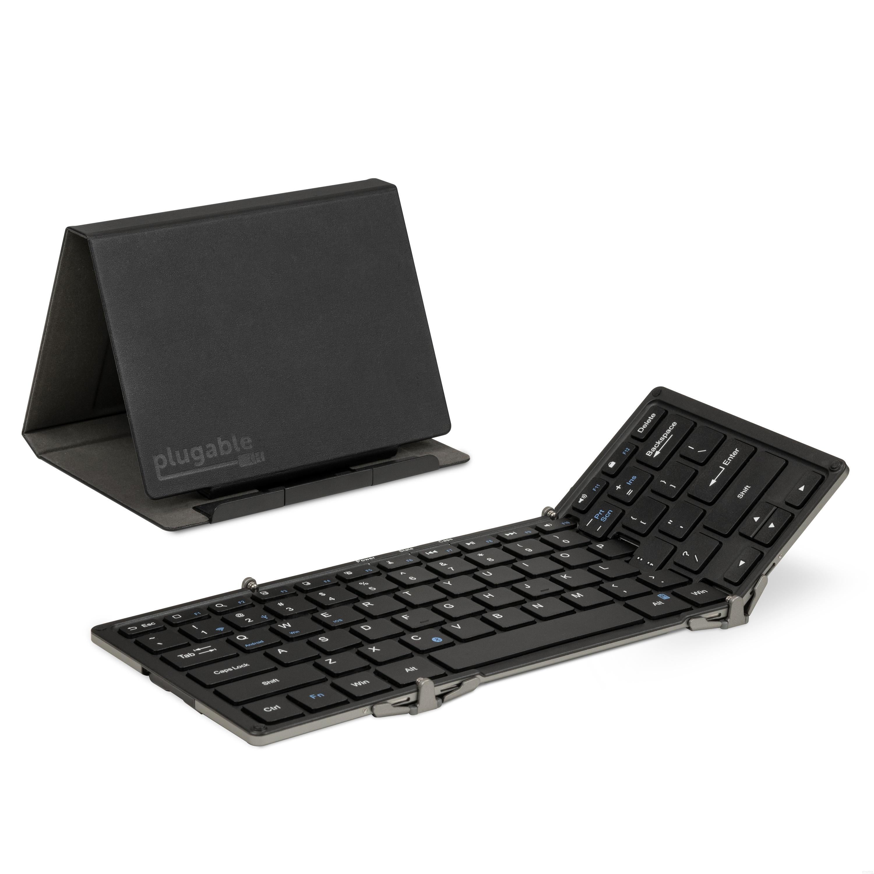 Plugable Bluetooth® Full Size Folding Keyboard with Protective Case - Wireless Keyboard for Laptop, Tablet, Smartphone - Perfect for Home, Office & Travel Use