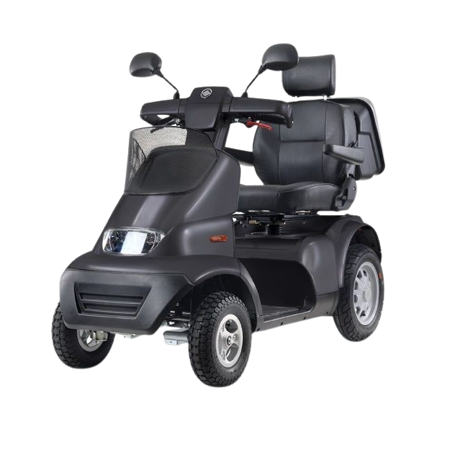 Afikim Afiscooter S4 4-Wheel Electric Mobility Scooter for Adults & Seniors - Lightweight, Foldable, Silver - Ideal for Shopping, Travel & Outdoor Activities