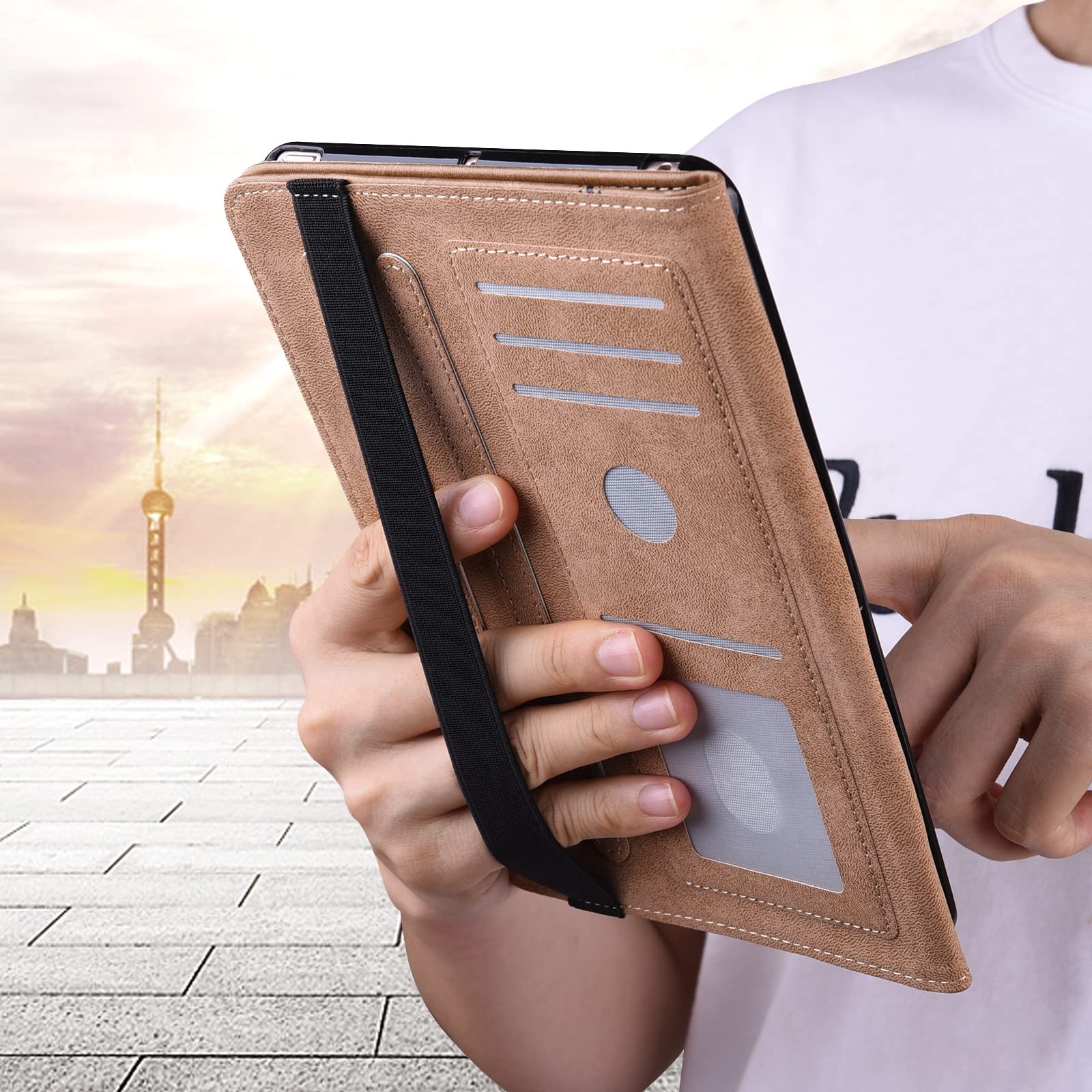 Premium Embossed Striped Leather Case for Lenovo Tab P11 Pro Gen 2 - Slim Protective Cover with Auto Sleep/Wake - Perfect for Work, Travel & Home Use