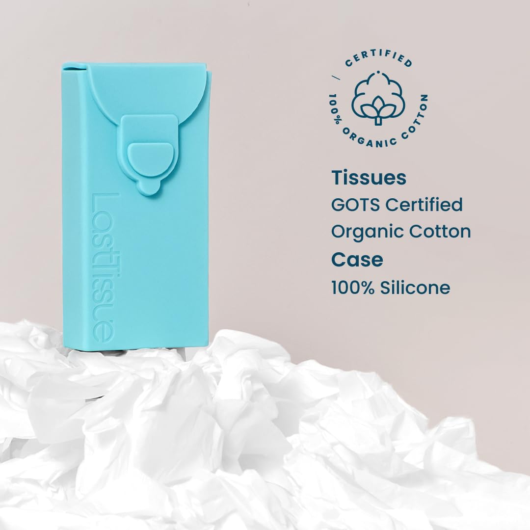 LastTissue® Reusable Cotton Tissue Pack - Eco-Friendly Washable Facial Tissues for Men & Women | Sustainable Portable Handkerchief with Travel Case | Perfect for Travel, Gym & Daily Use