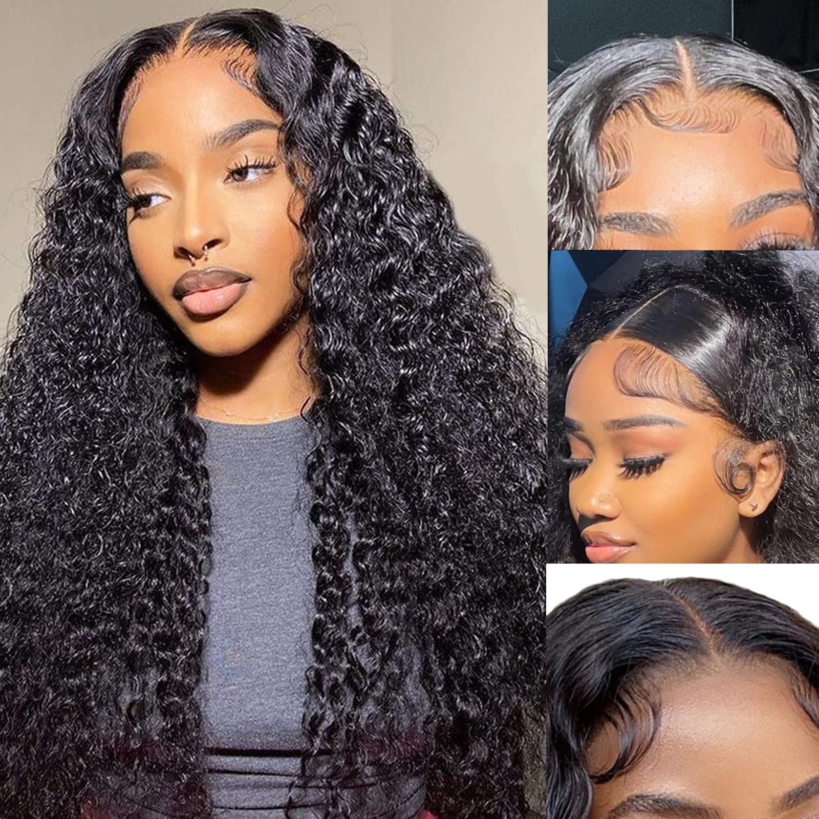 Deep Wave HD Transparent Lace Front Wig - 180% Density 4X4 Glueless Human Hair Wig with Baby Hair for Black Women | Natural Color 18 Inch | Perfect for Daily Wear, Parties & Special Occasions