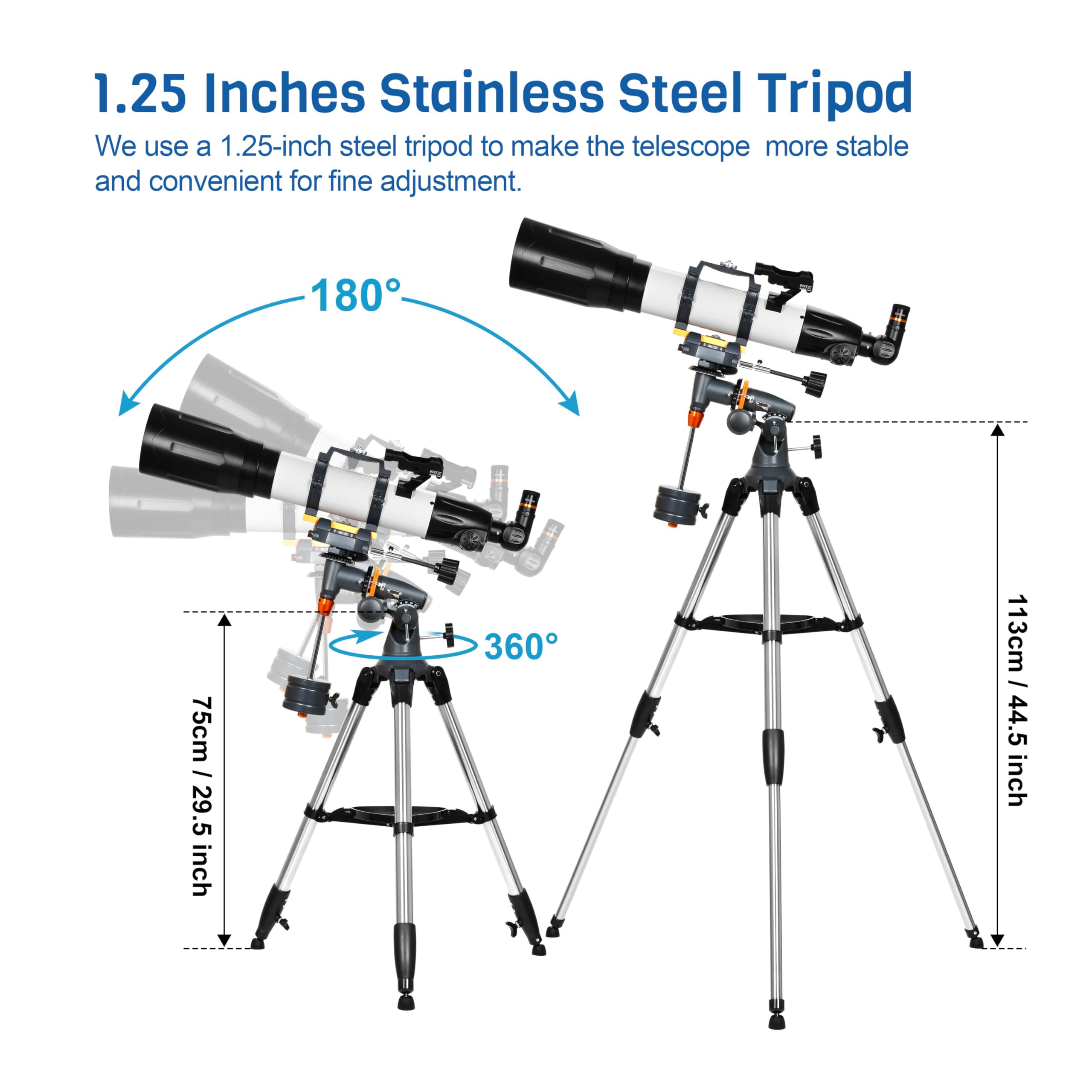AOMEKIE 90mm Aperture 650mm Professional Astronomy Refractor Telescope for Adults - EQ Mount, 2 Plossl Eyepieces, Bluetooth Controller, Phone Adapter & Finderscope - Perfect for Stargazing, Moon Observation & Astrophotography