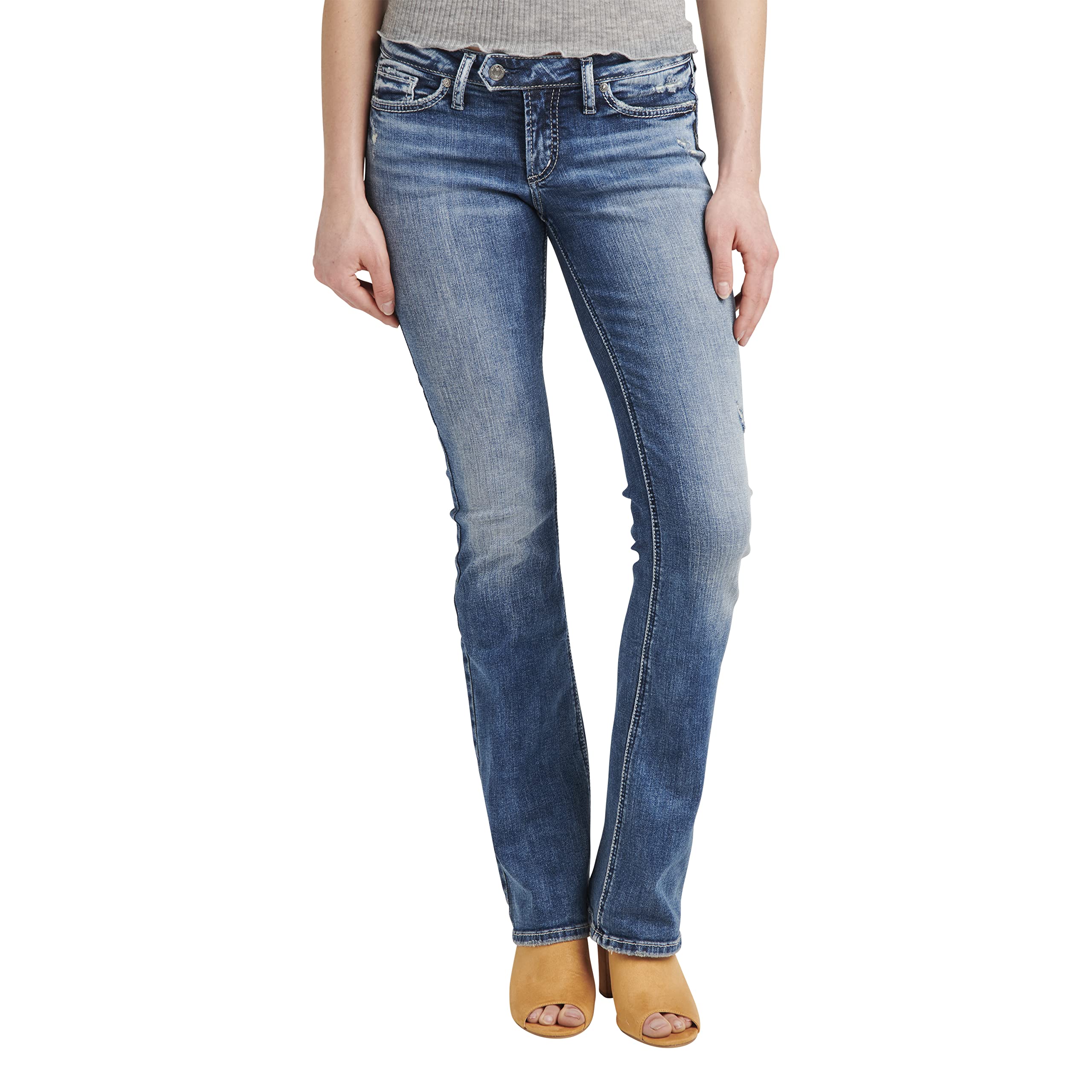 Silver Jeans Co. Women's Tuesday Low Rise Slim Bootcut Jeans - Comfortable Stretch Denim Pants for Casual Wear & Night Out