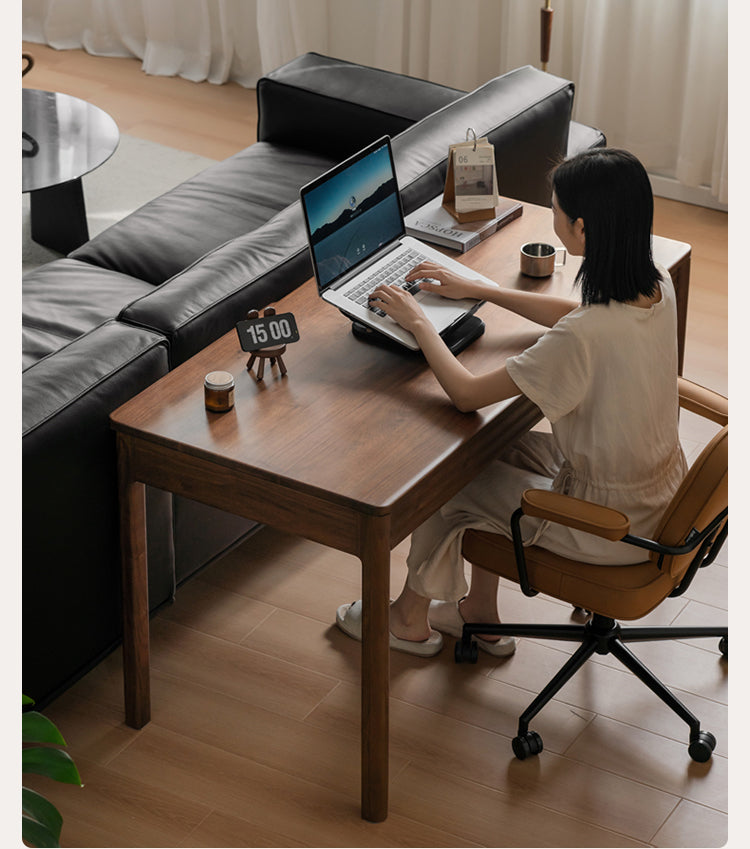 Premium Black Walnut Solid Wood Rectangular Office Desk - Modern Executive Workstation for Home & Business Use - Perfect for Remote Work, Study & Professional Workspaces