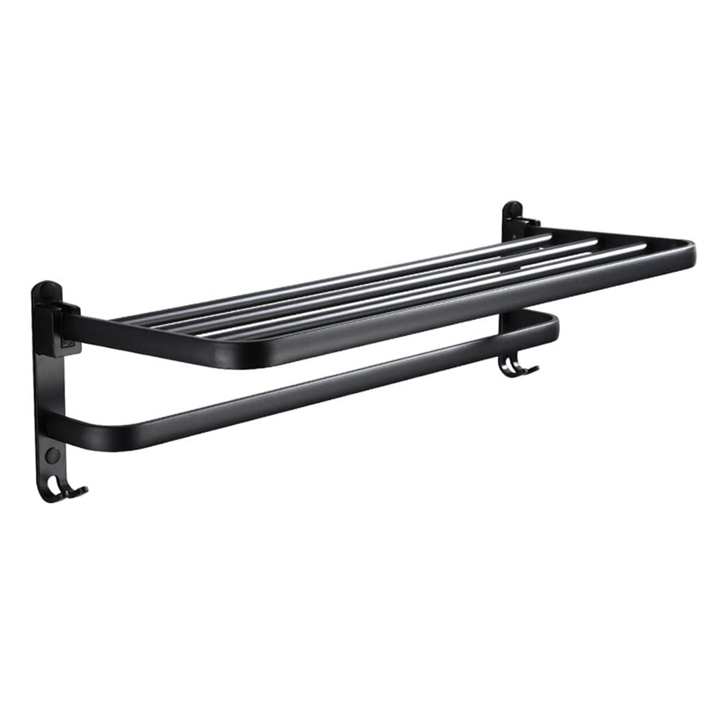 Gazechimp 39cm Rustproof Aluminum Bathroom & Kitchen Organizer - Towel Rack with Storage Shelves, Hooks & Surface Painted Bar | Perfect for Bathroom Decor & Kitchen Towel Organization
