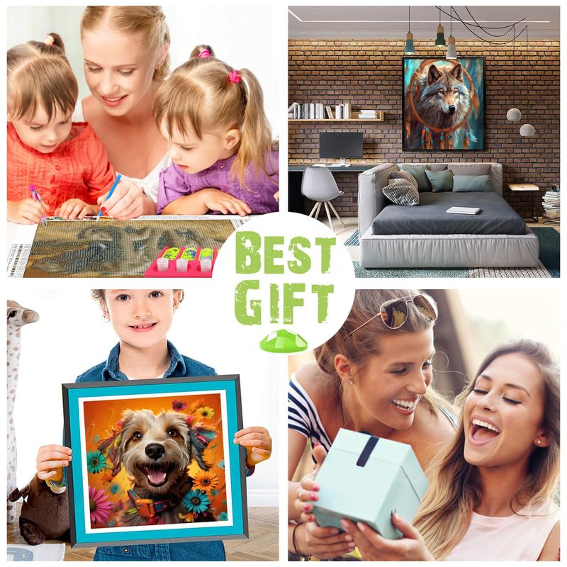 Kaliosy DIY 5D Diamond Painting Kit for Adults - Dog Design by Numbers, 30x40cm (12x16in) Diamond Art Canvas Wall Decor - Perfect for Home Decoration, Stress Relief & Creative Gift
