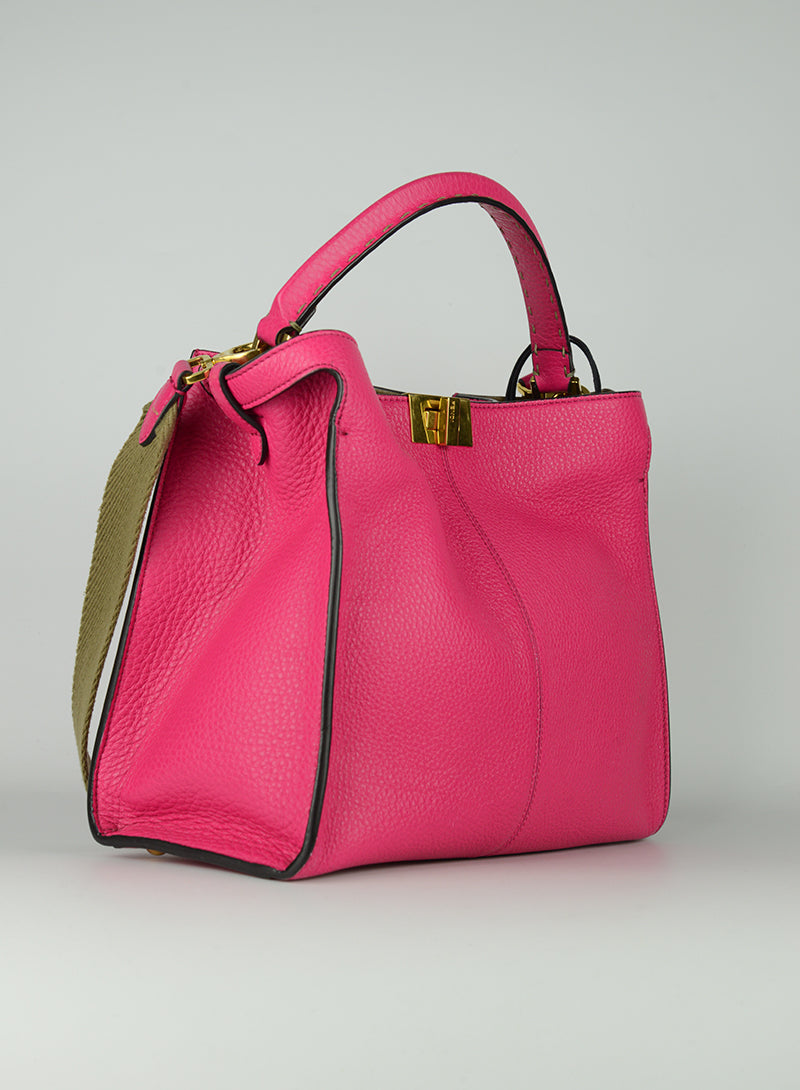 Fendi Selleria Peekaboo Isseu X Lite Fuchsia Leather Handbag - Luxury Designer Crossbody Bag for Women, Perfect for Work, Travel & Evening Events