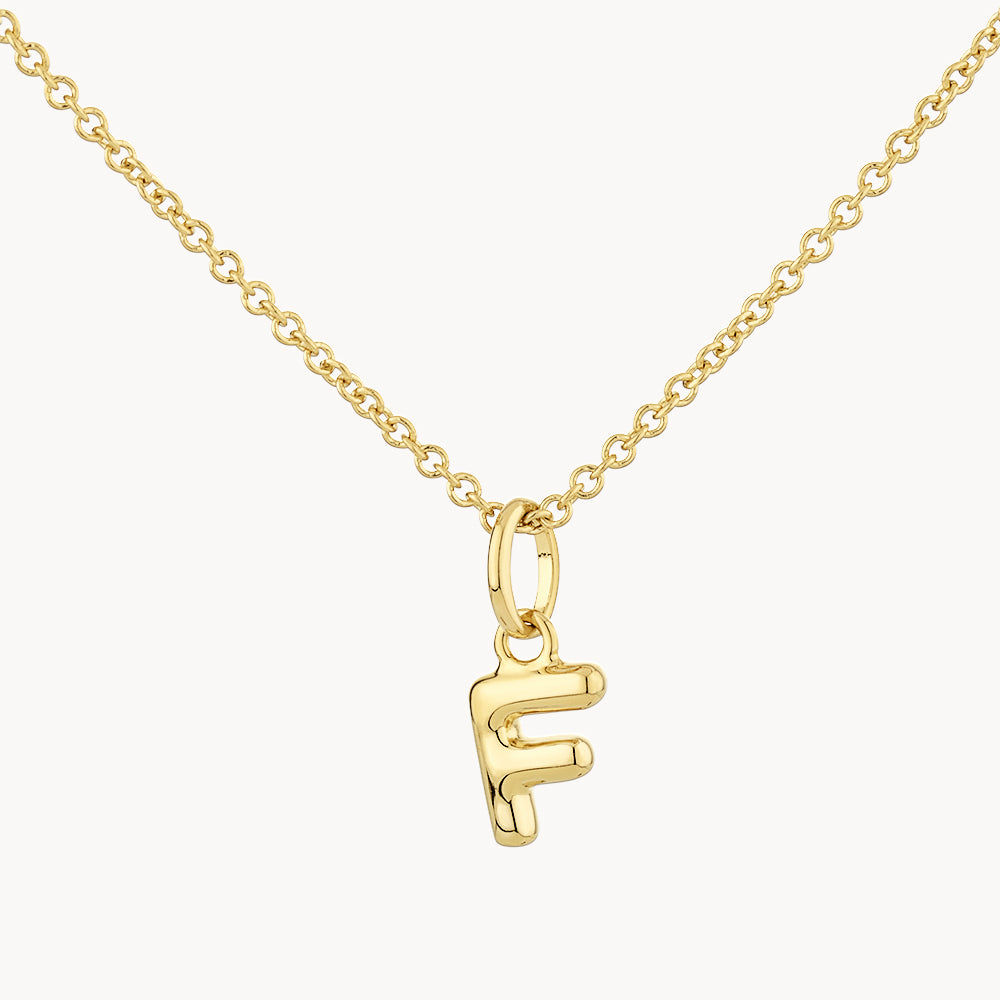 Gold Bubble Letter Necklace - Personalized Initial Pendant for Women - Perfect for Gifts, Birthdays & Everyday Wear