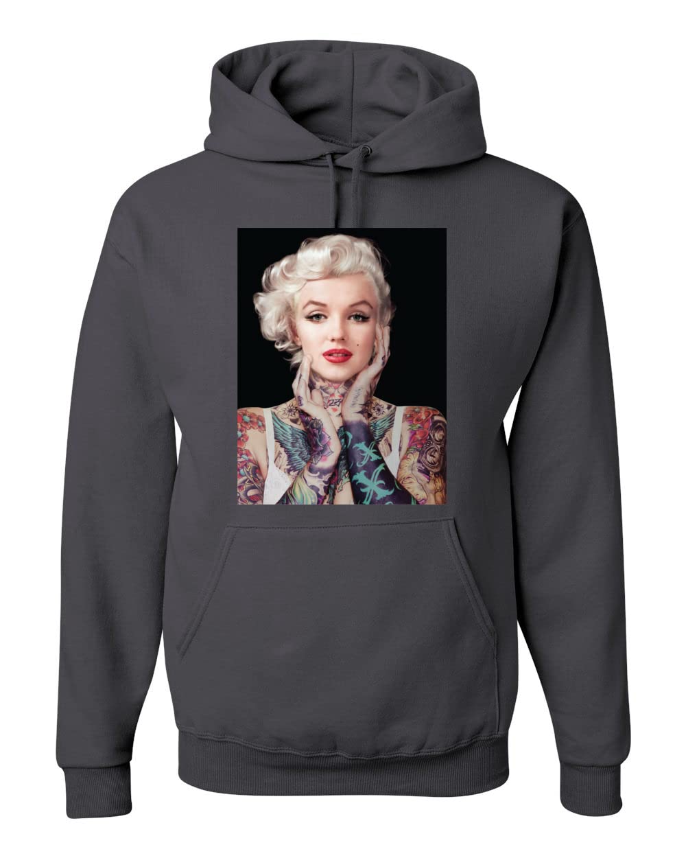 Wild Bobby Marilyn Tattoo Black Pop Culture Graphic Hoodie - Unisex Pullover Sweatshirt for Streetwear & Urban Fashion