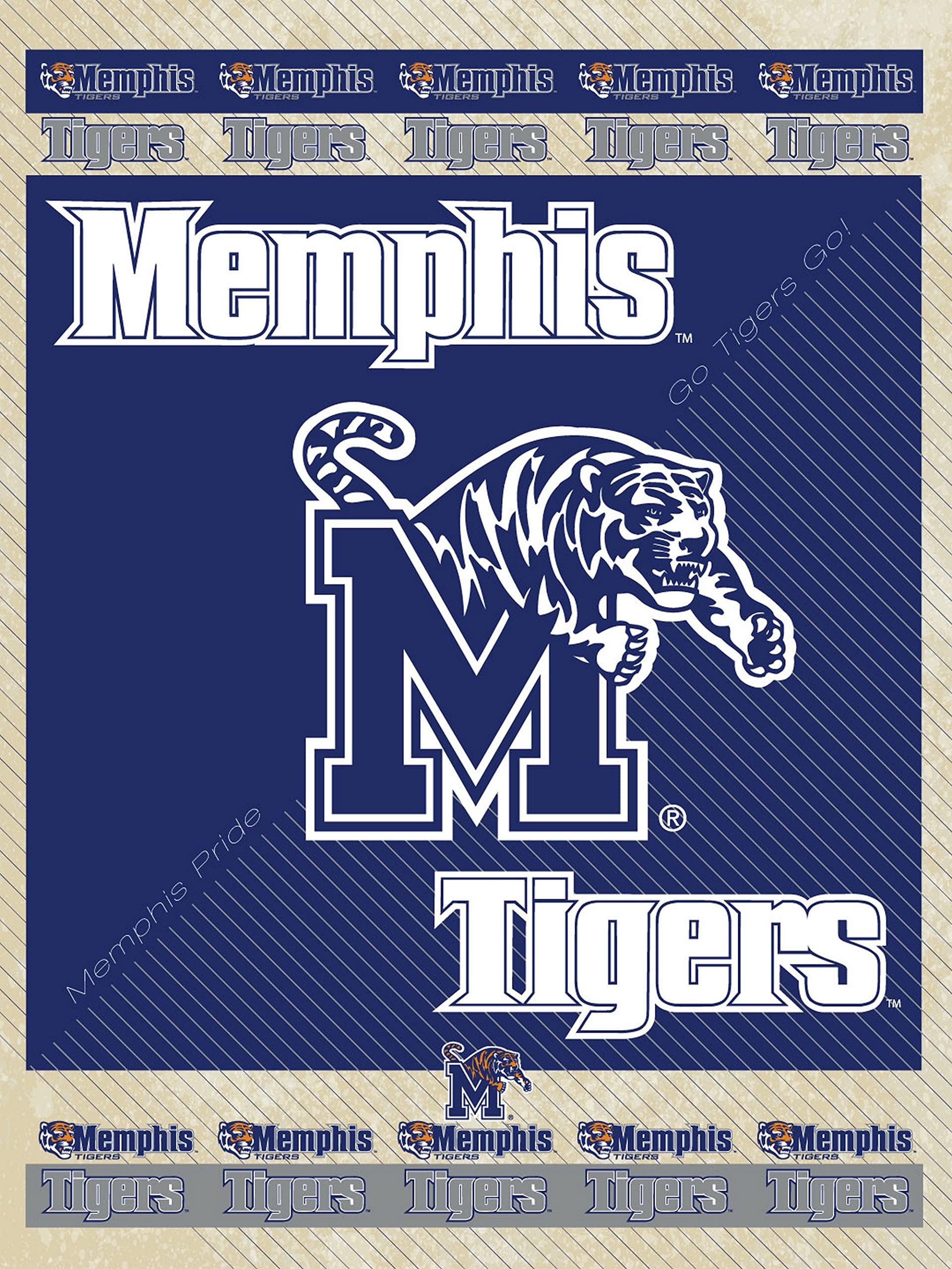 University of Memphis Canvas Wall Art - Vintage College Decor for Dorms, Offices & Game Rooms - Perfect Tigers Fan Gift & Memorabilia