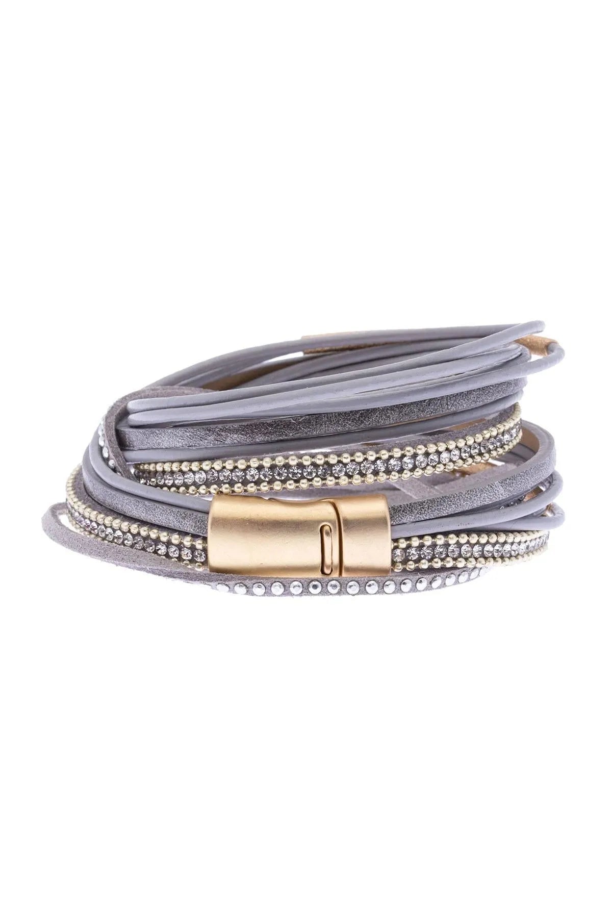 Genuine Leather Crystal Double Wrap Bracelet for Women - Elegant Boho Jewelry for Parties, Weddings & Everyday Wear