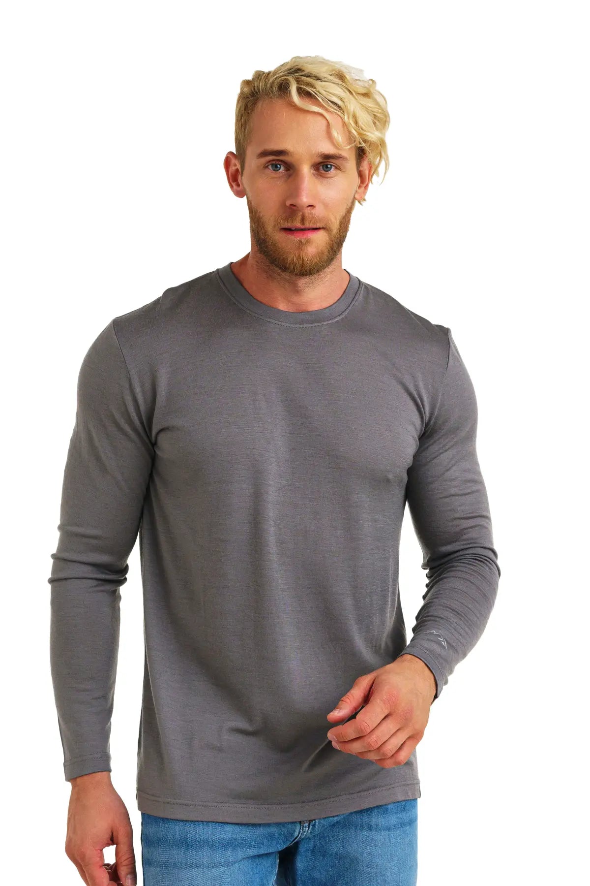 Premium Men's Merino Wool Long Sleeve Base Layer Shirt - 165 Perfect Grey with Bonus Socks - Ideal for Hiking, Skiing & Winter Outdoor Activities