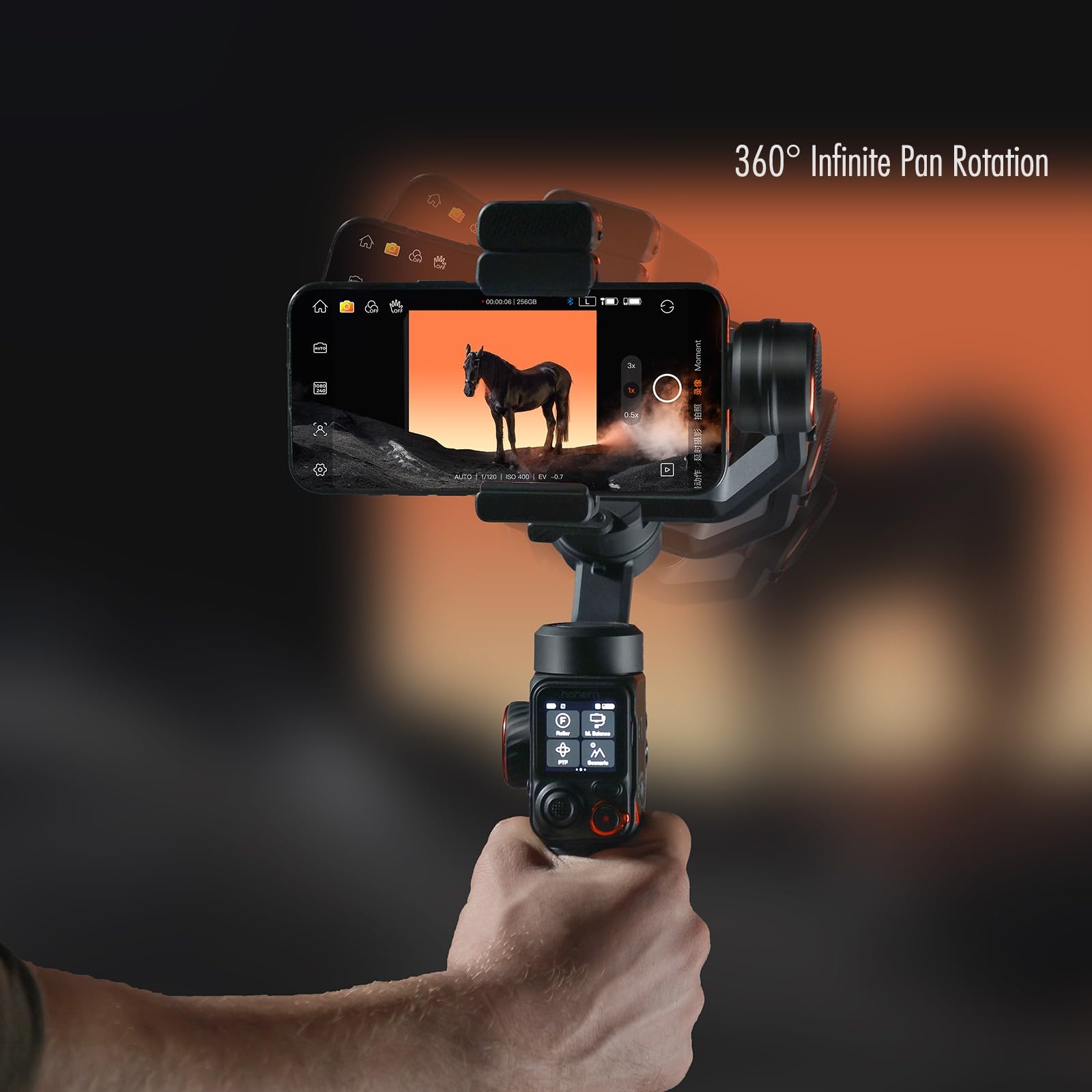 Hohem iSteady M7 3-Axis Smartphone Gimbal Stabilizer for iPhone & Android - AI Tracking, Detachable Remote, Extension Pole & Magnetic Fill Light - Perfect for Vlogging, Live Streaming & Content Creation