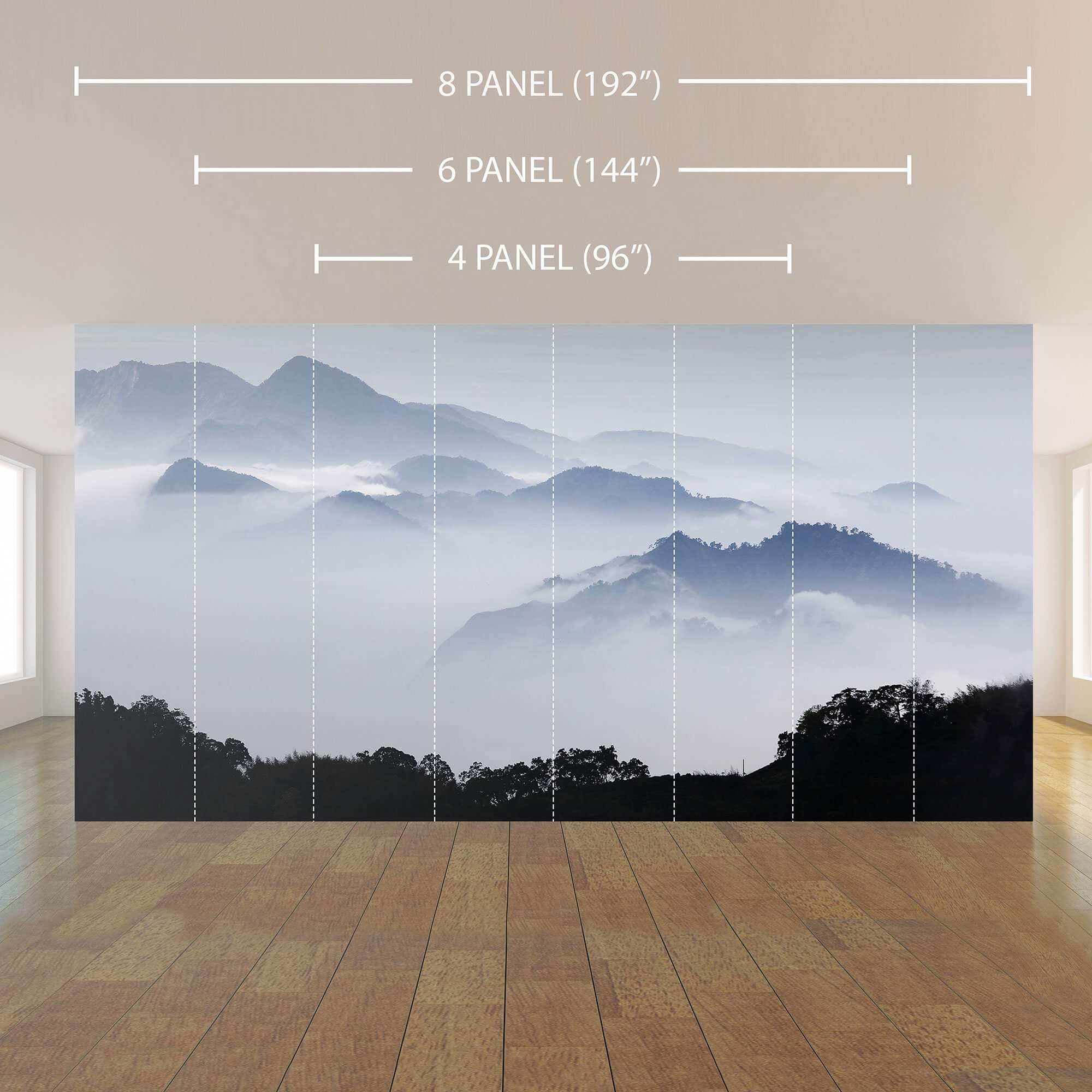 White Mountain Landscape Peel and Stick Removable Wallpaper Mural 3312 - Easy DIY Home Decor for Bedroom, Living Room & Office